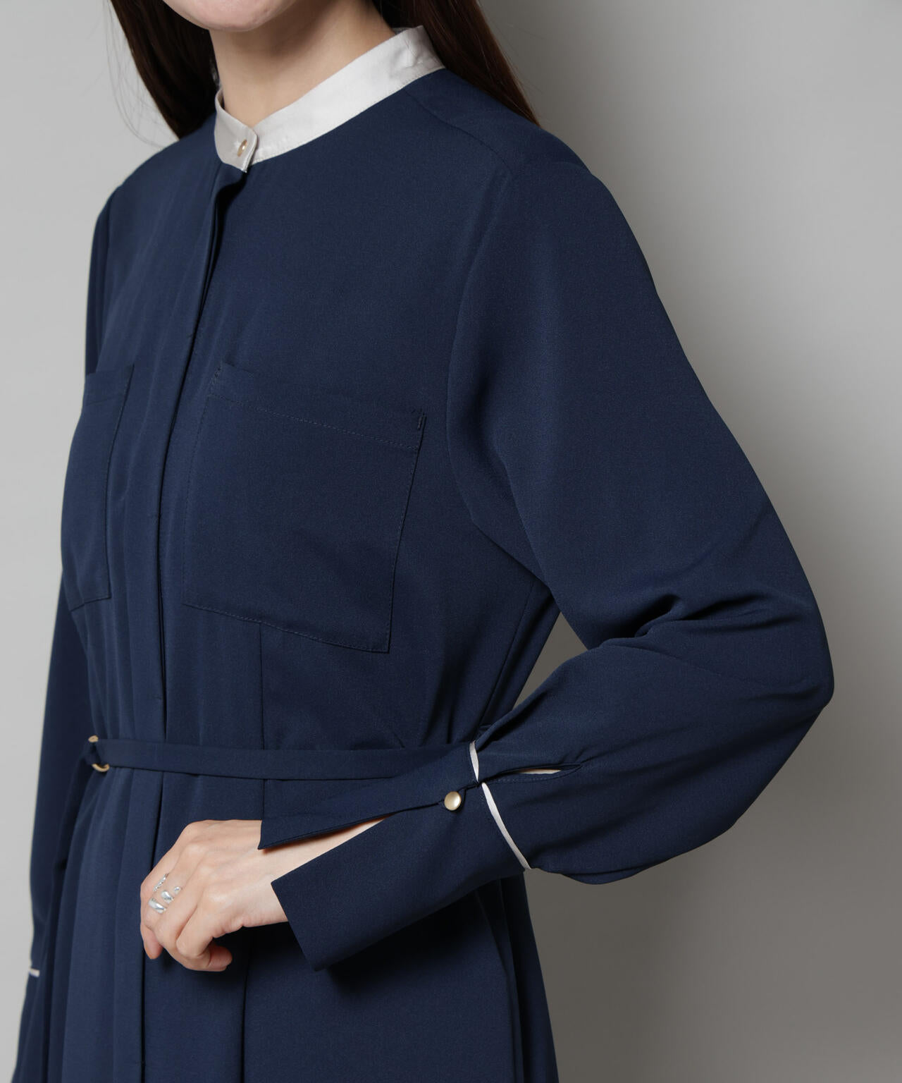 スタンドバイカラーベルト付きワンピース 6695219303