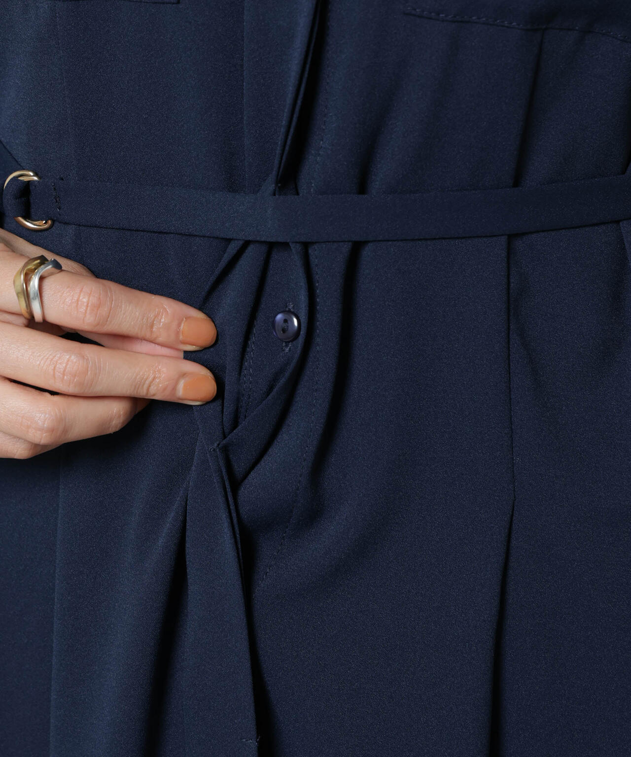 スタンドバイカラーベルト付きワンピース 6695219303