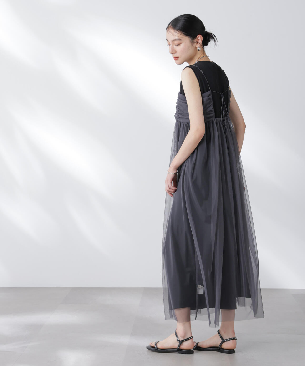 チュールキャミ×カットワンピースセット 6695219306