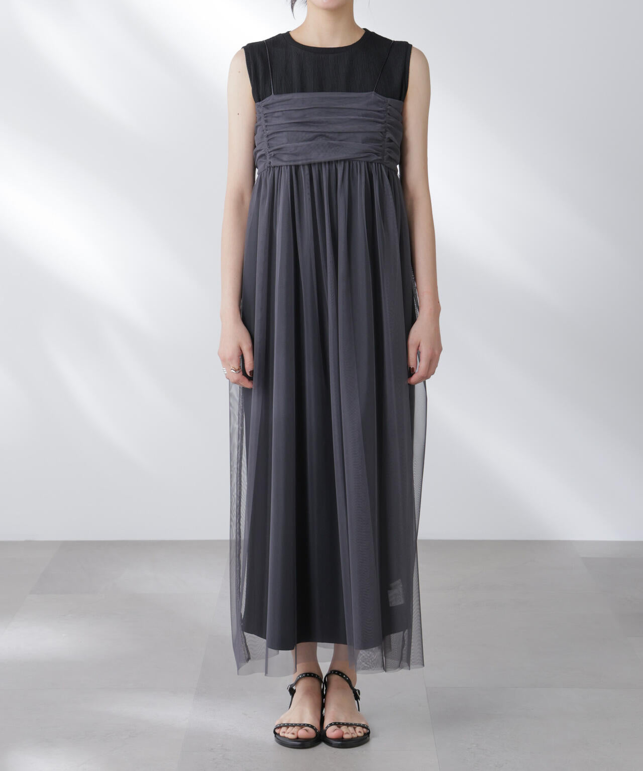 チュールキャミ×カットワンピースセット 6695219306