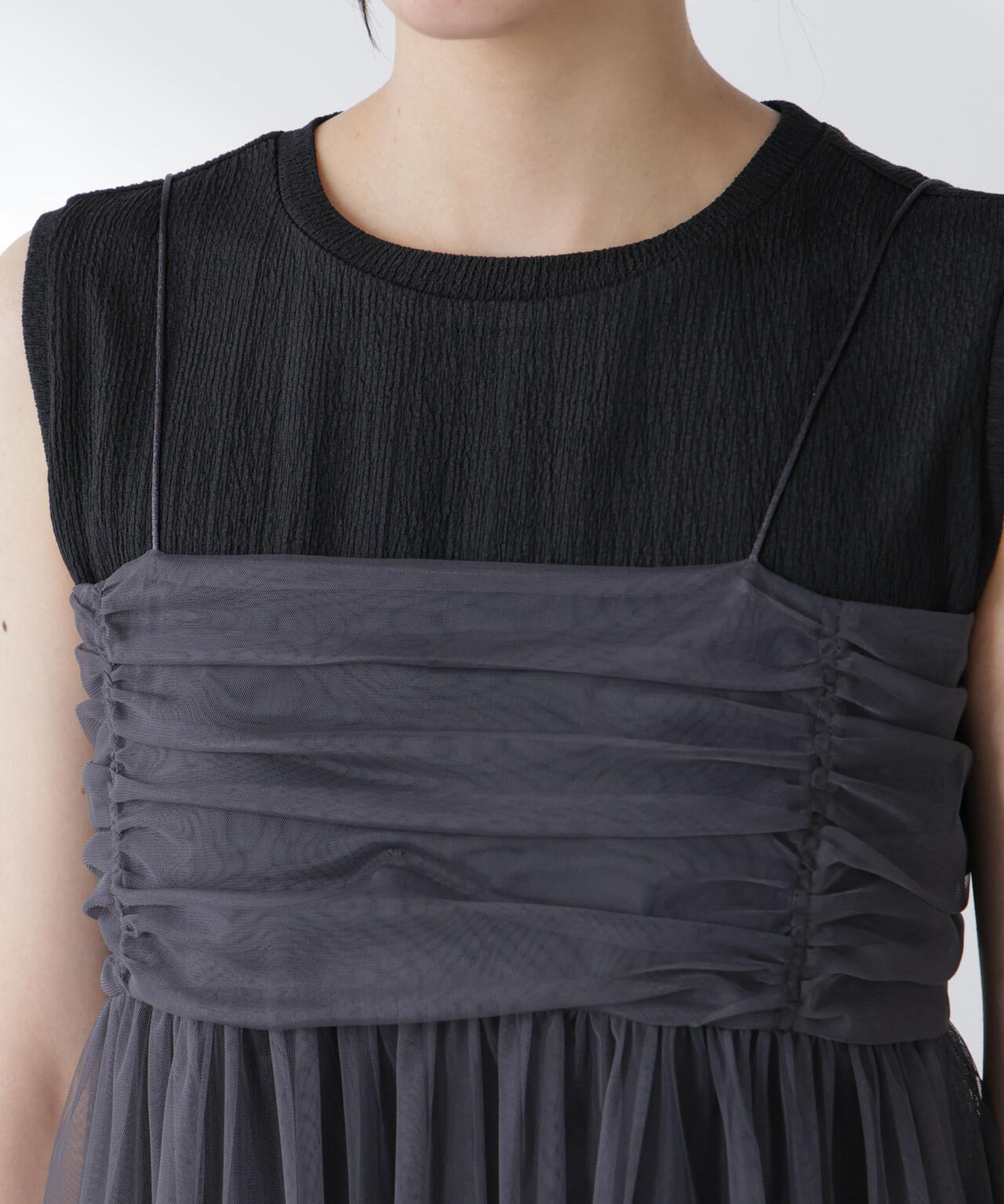 チュールキャミ×カットワンピースセット 6695219306