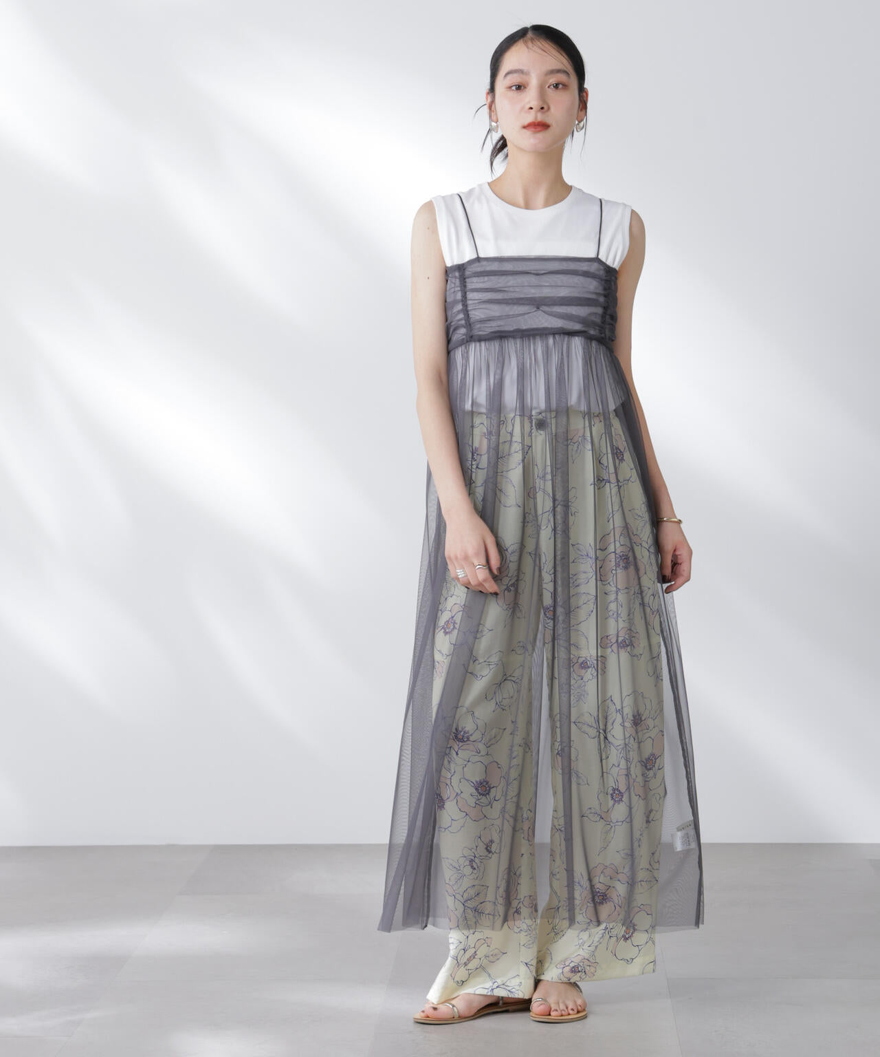 チュールキャミ×カットワンピースセット 6695219306