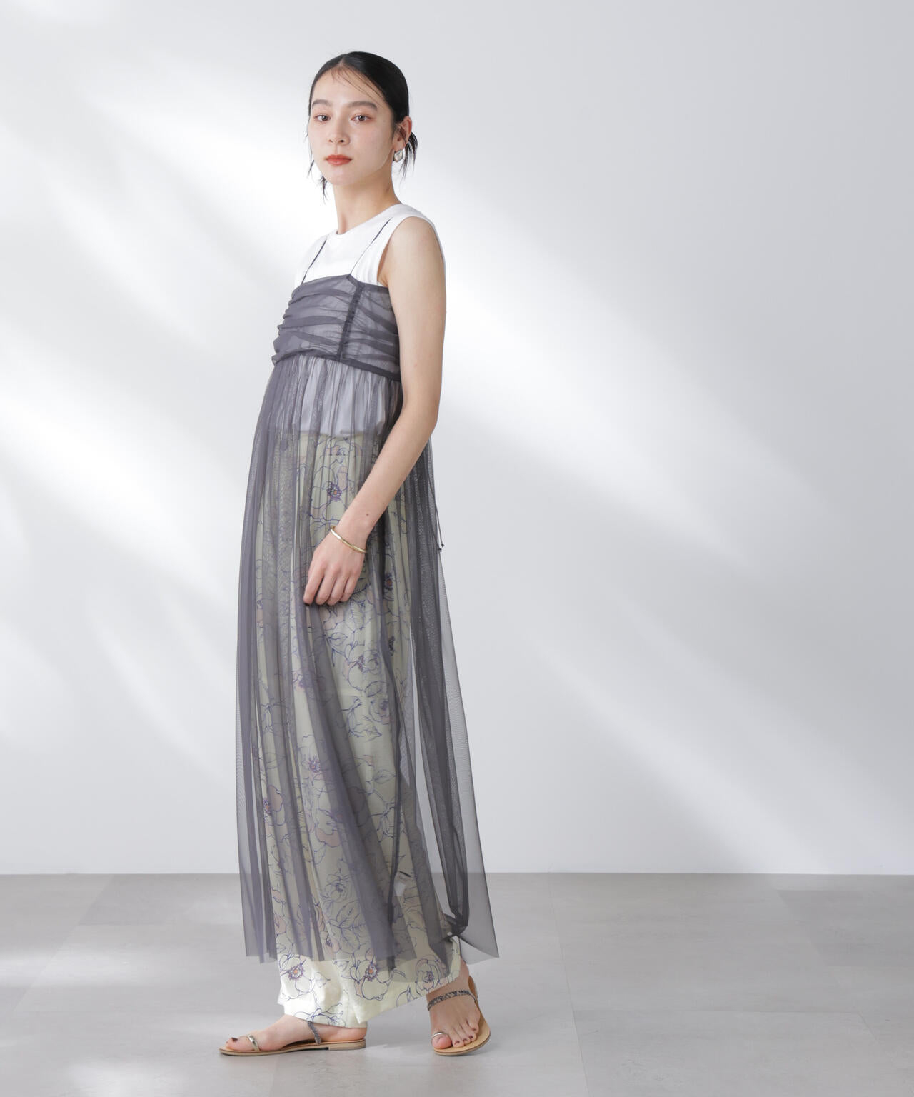 チュールキャミ×カットワンピースセット 6695219306