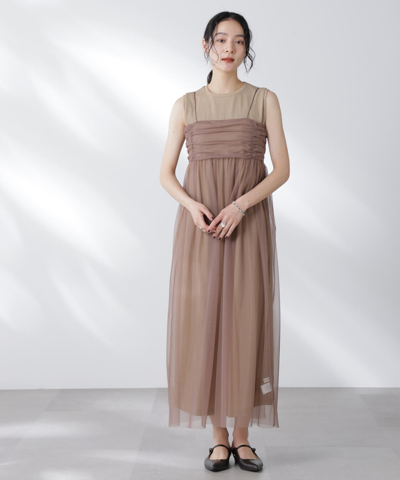 チュールキャミ×カットワンピースセット 6695219306