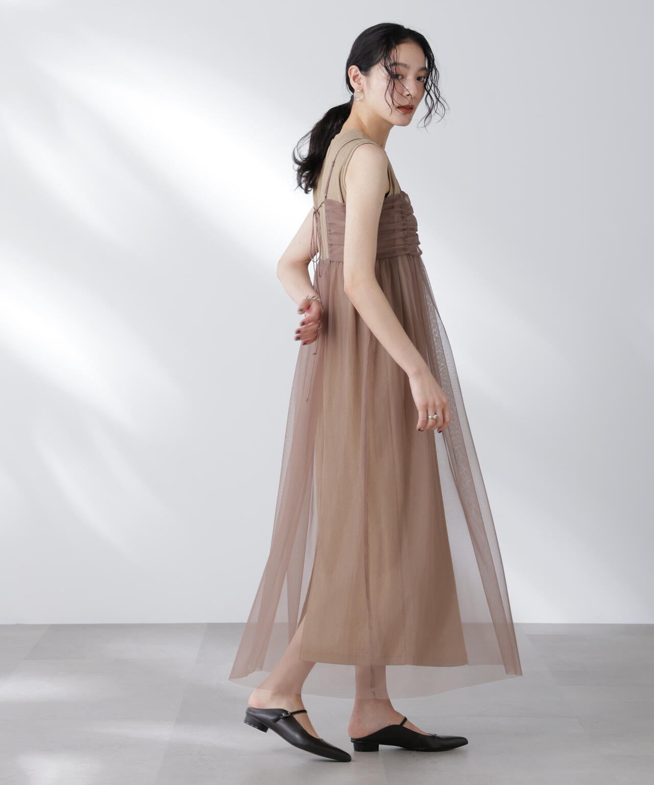 チュールキャミ×カットワンピースセット 6695219306