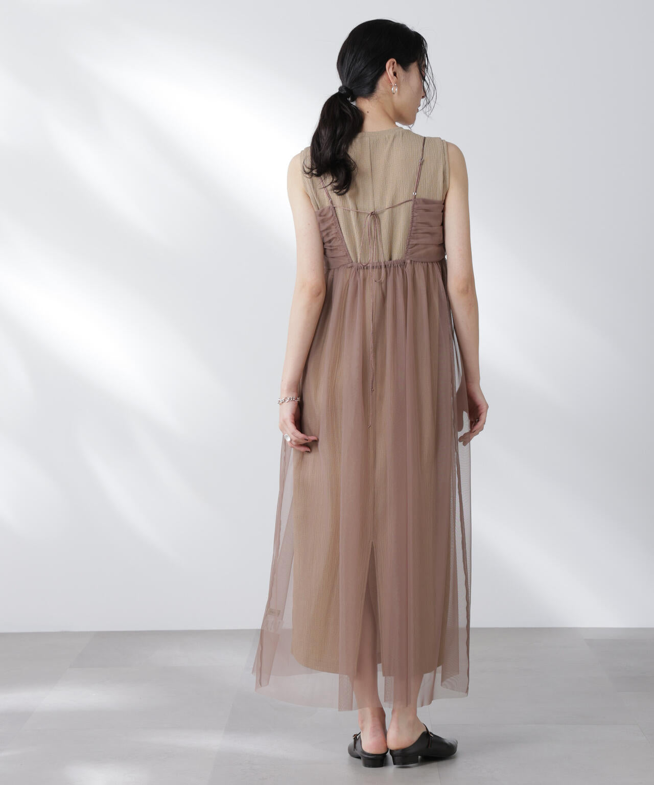 チュールキャミ×カットワンピースセット 6695219306