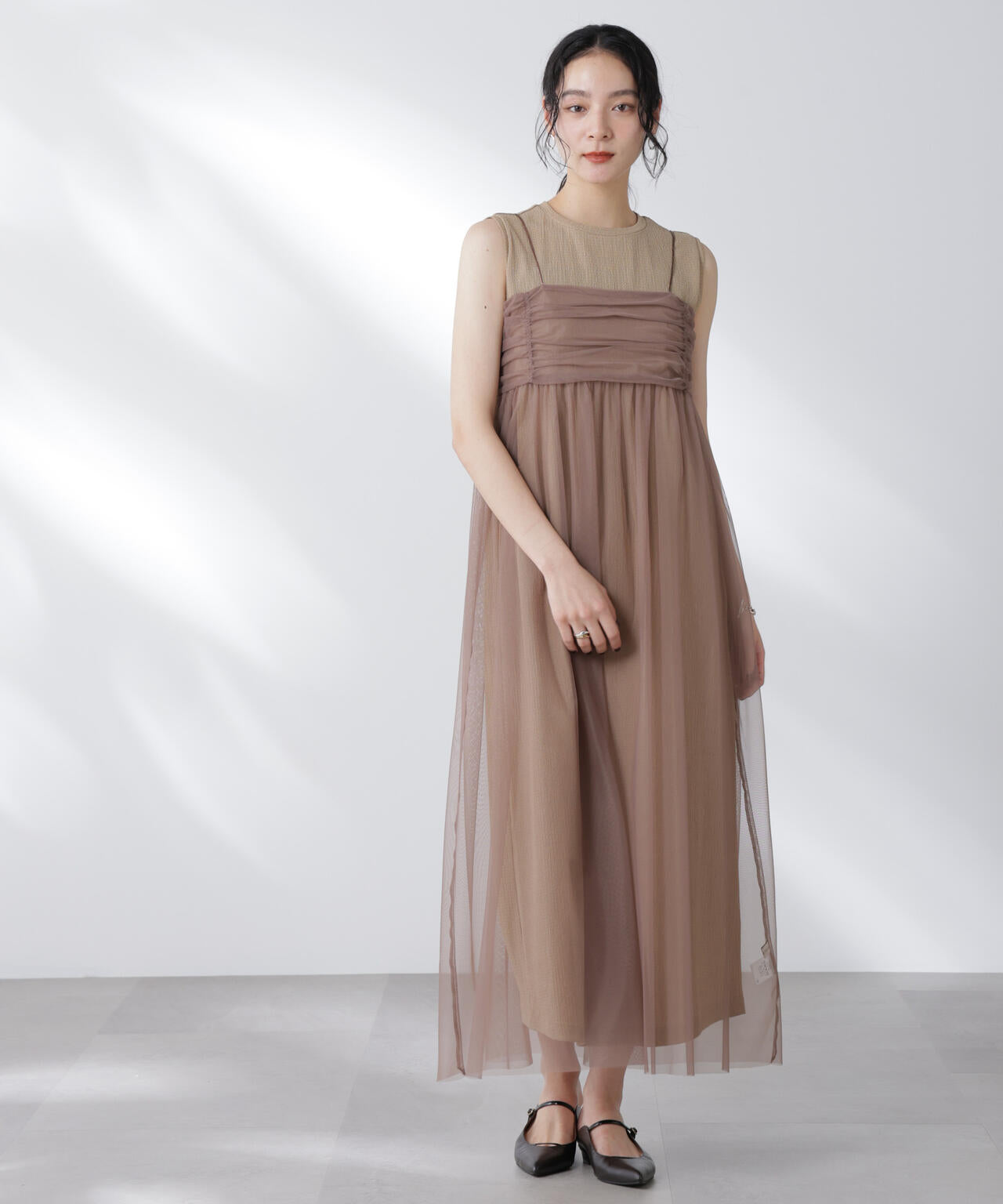 チュールキャミ×カットワンピースセット 6695219306