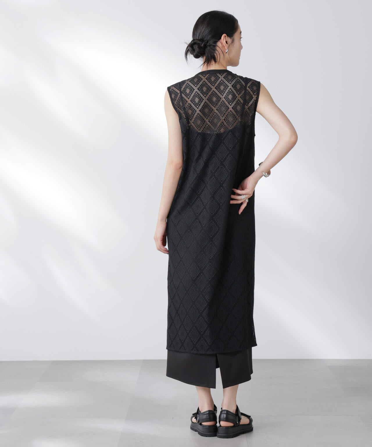 レースロングジレ×キャミワンピースセット 6695219307