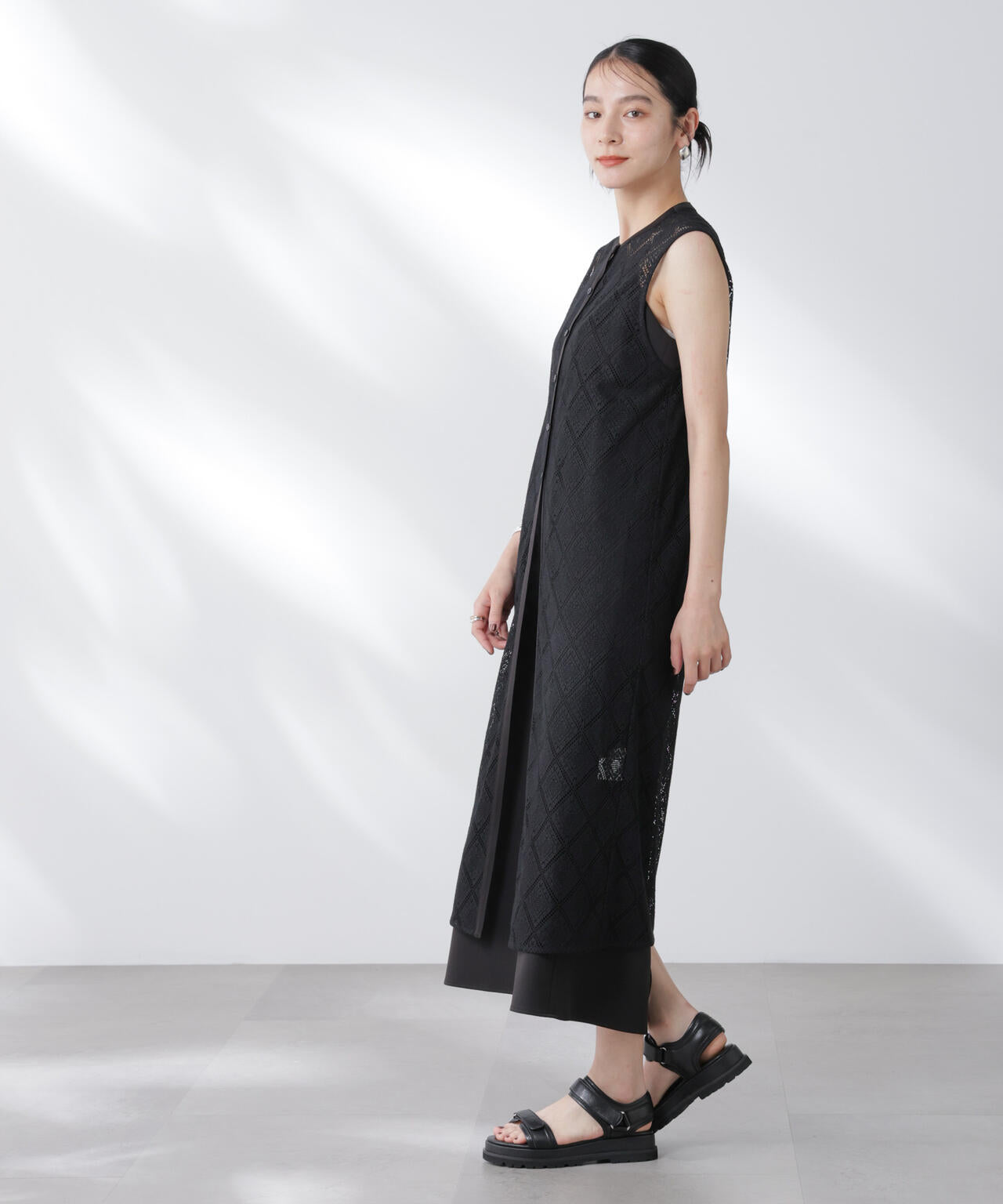 レースロングジレ×キャミワンピースセット 6695219307