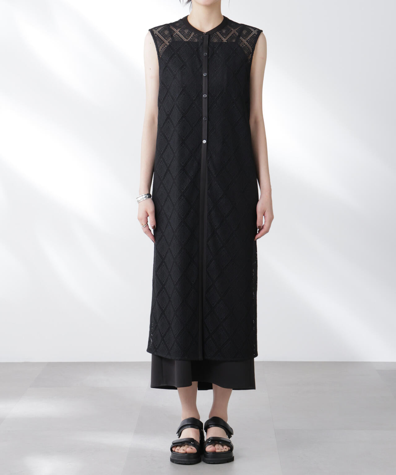 レースロングジレ×キャミワンピースセット 6695219307