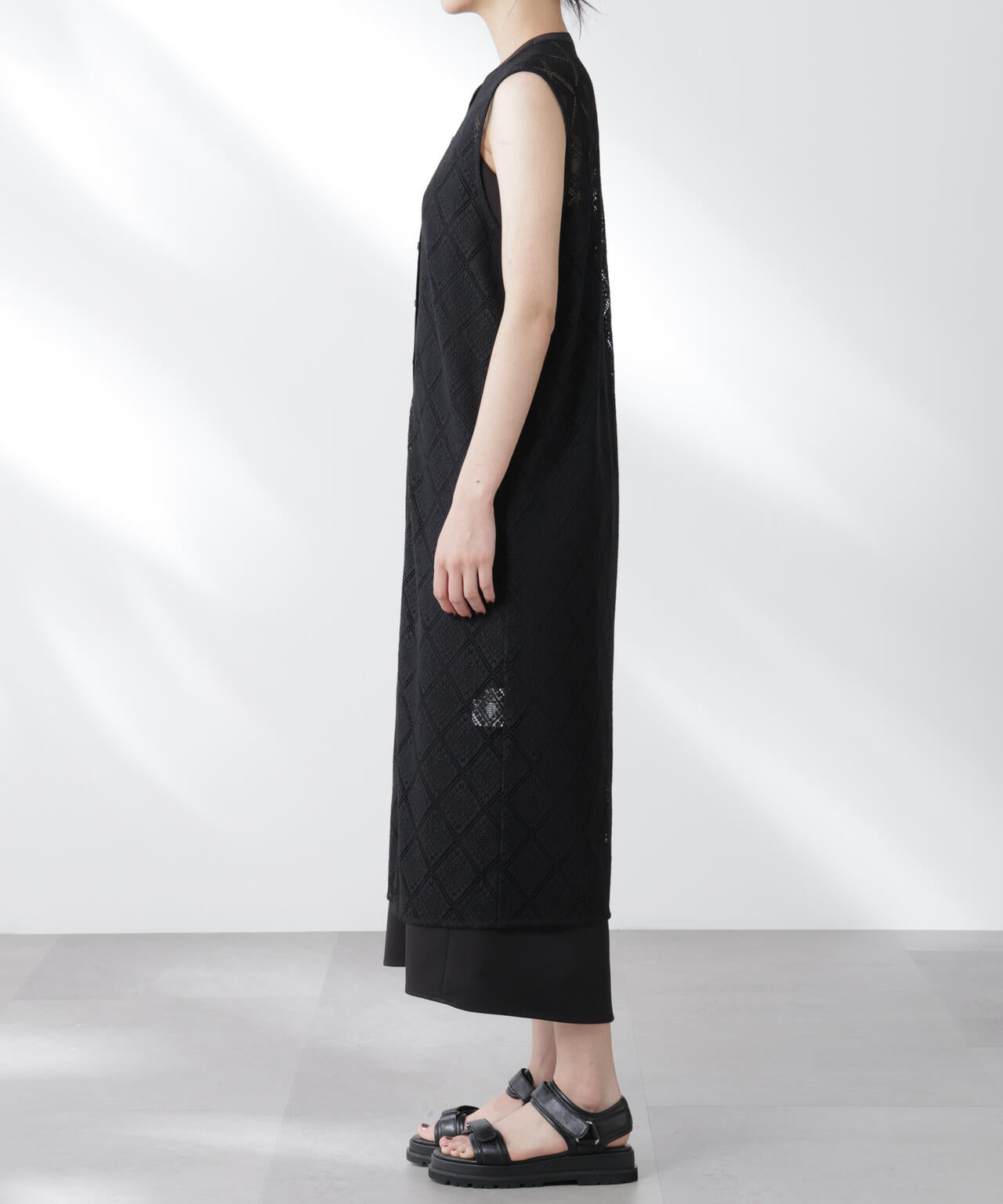 レースロングジレ×キャミワンピースセット 6695219307