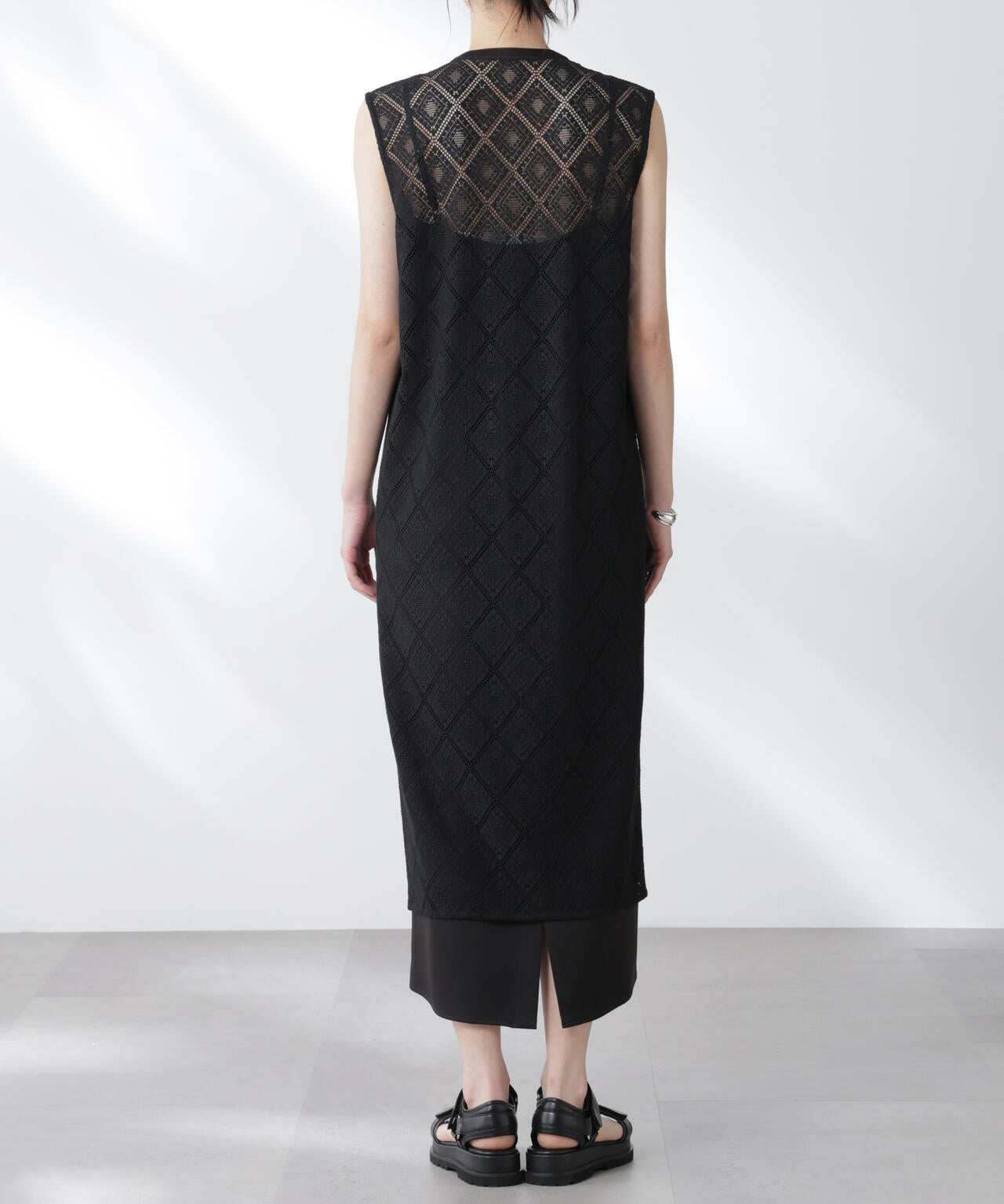 レースロングジレ×キャミワンピースセット 6695219307