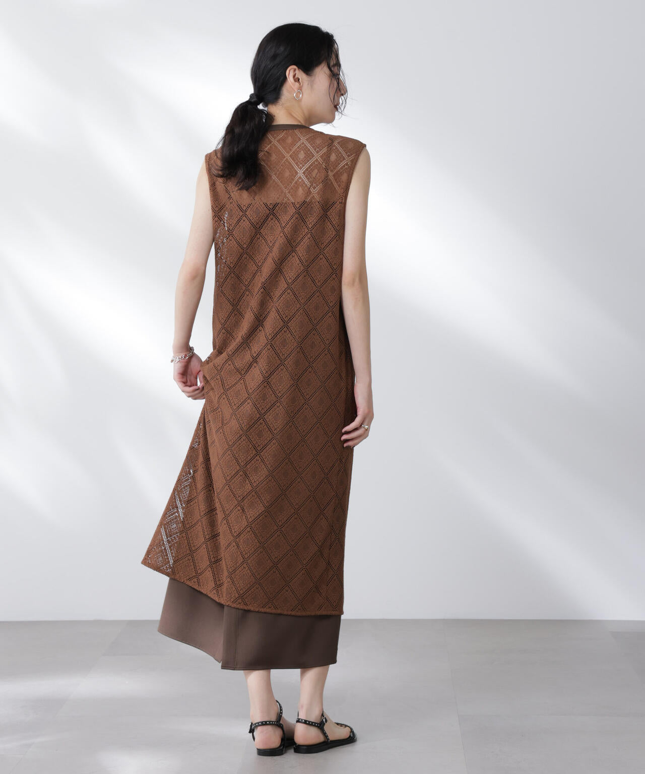 レースロングジレ×キャミワンピースセット 6695219307