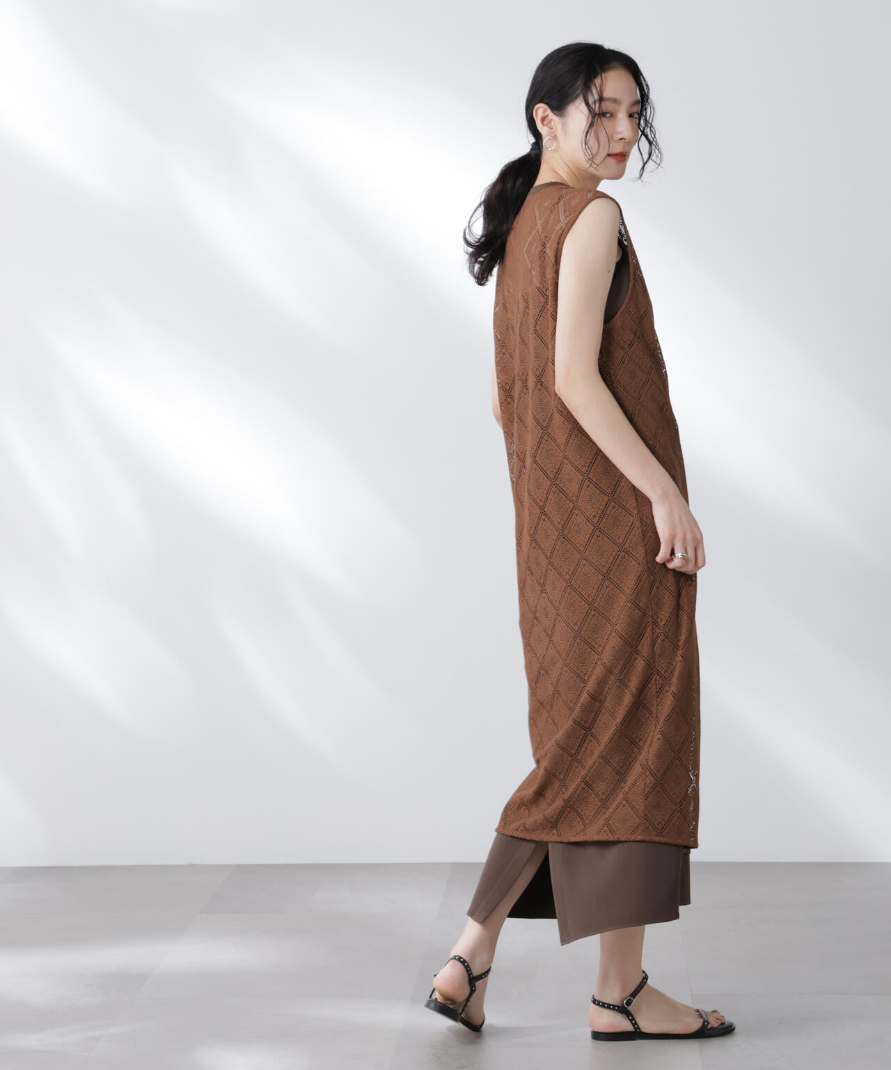 レースロングジレ×キャミワンピースセット 6695219307