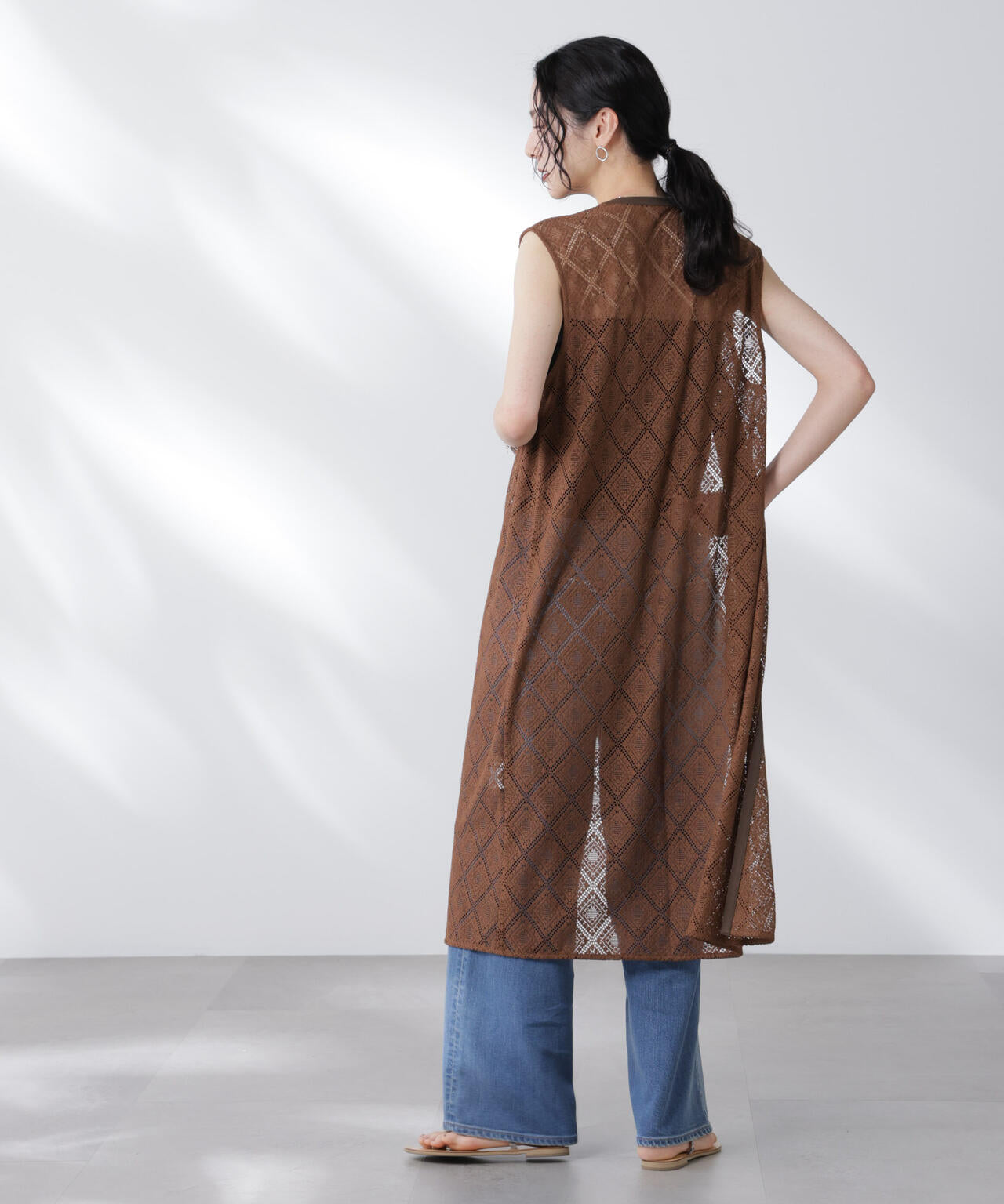 レースロングジレ×キャミワンピースセット 6695219307