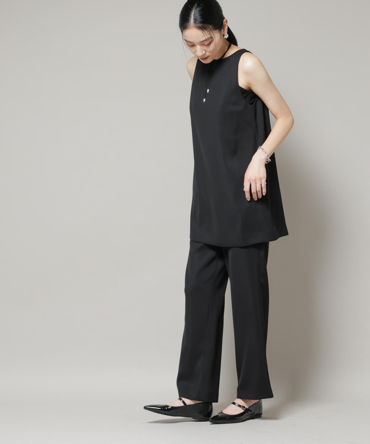 ダブルクロスノースリーブブラウス×パンツセットアップ 6695219309