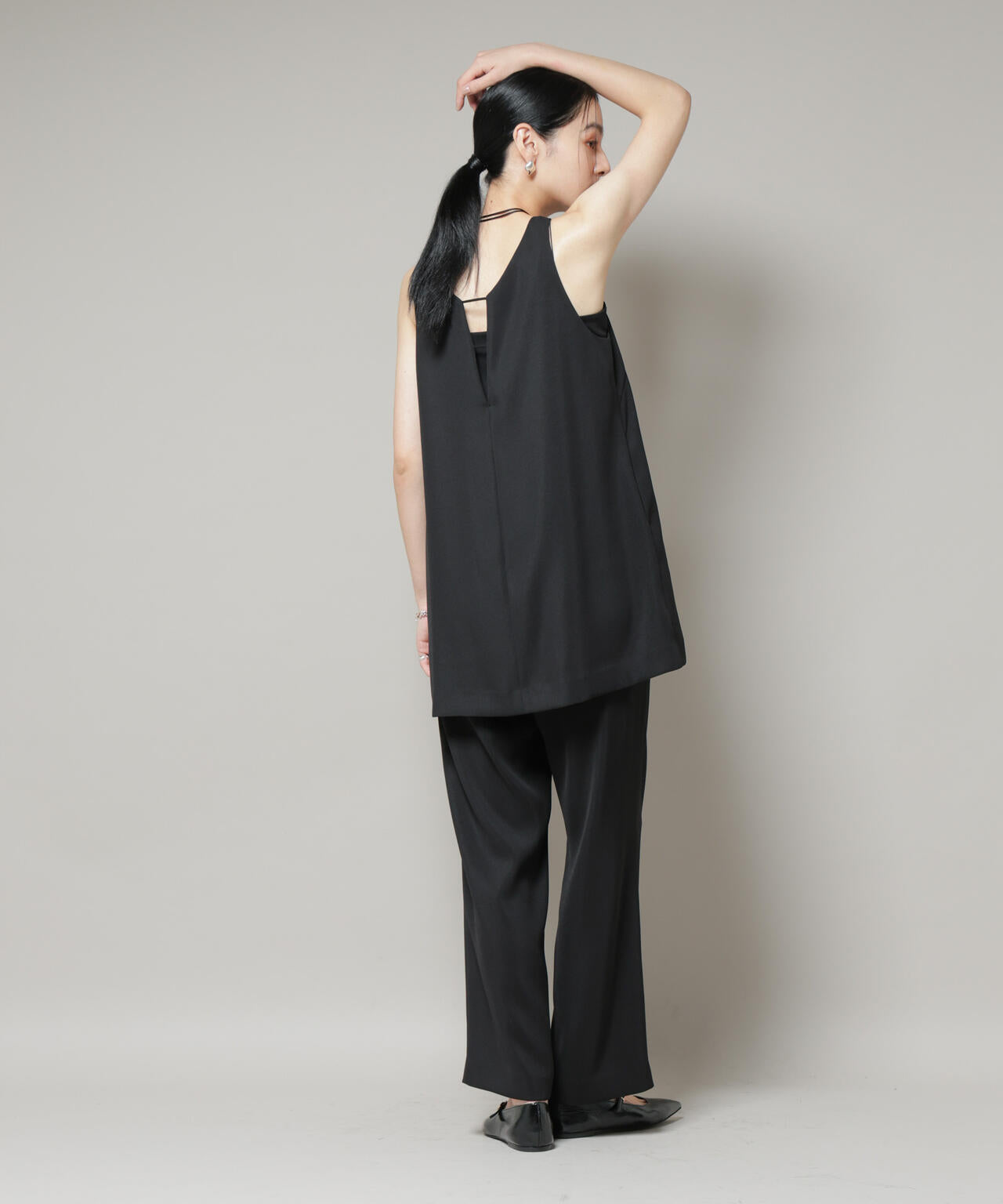 ダブルクロスノースリーブブラウス×パンツセットアップ 6695219309