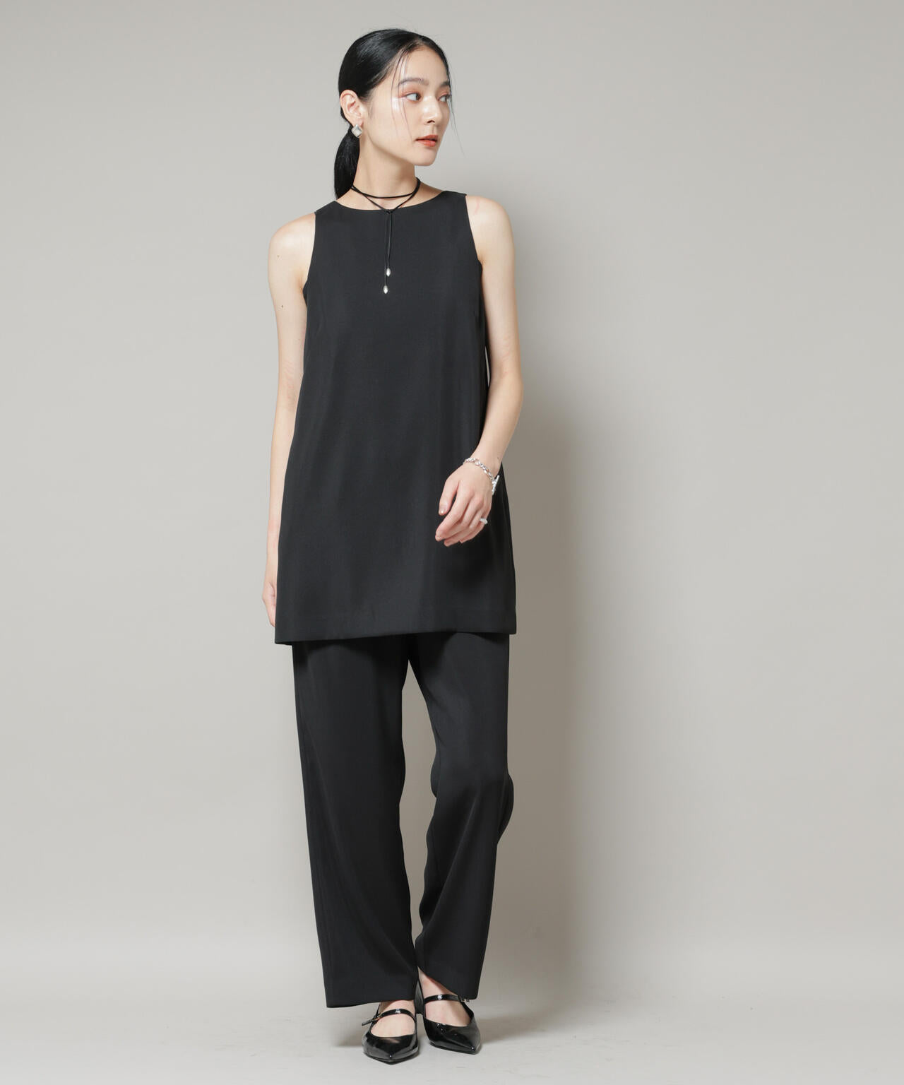 ダブルクロスノースリーブブラウス×パンツセットアップ 6695219309