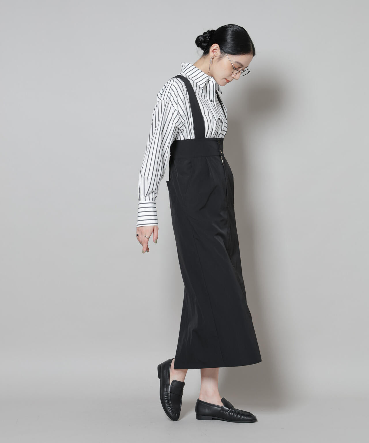 サスペンダー付きIラインジャンパースカート 6695219319