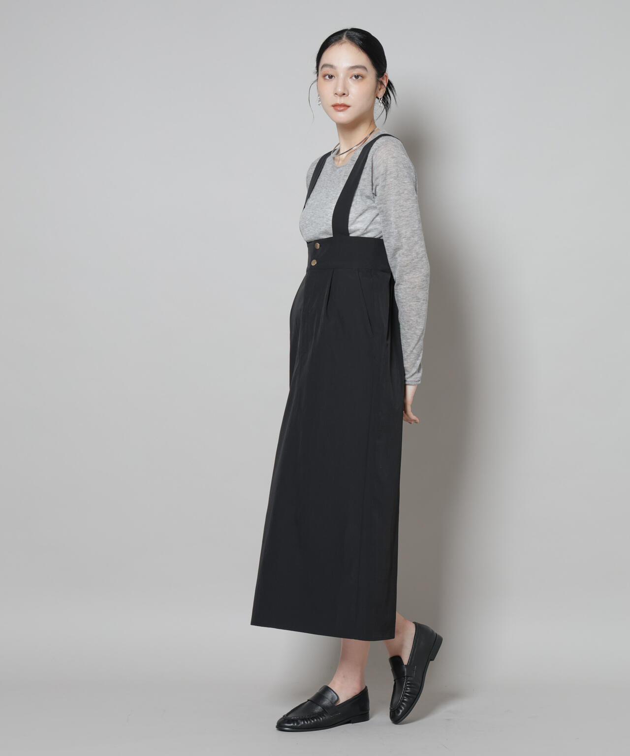 サスペンダー付きIラインジャンパースカート 6695219319