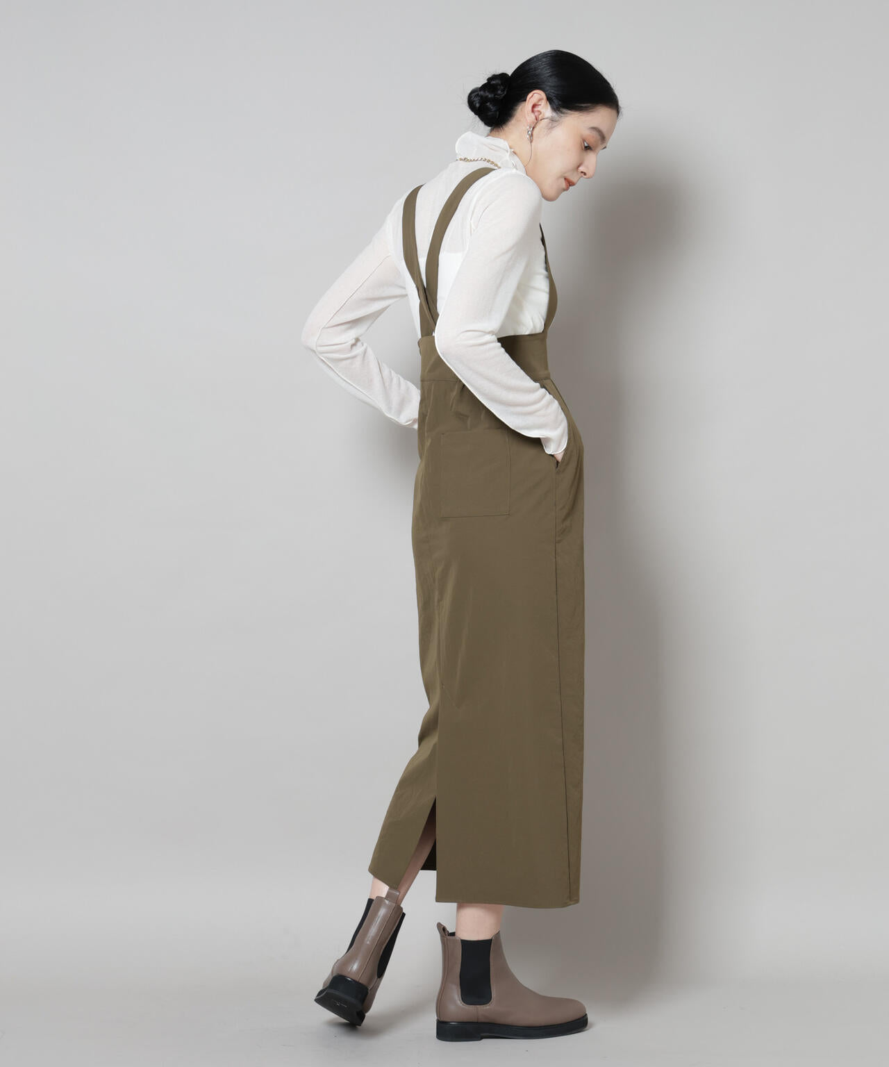 サスペンダー付きIラインジャンパースカート 6695219319