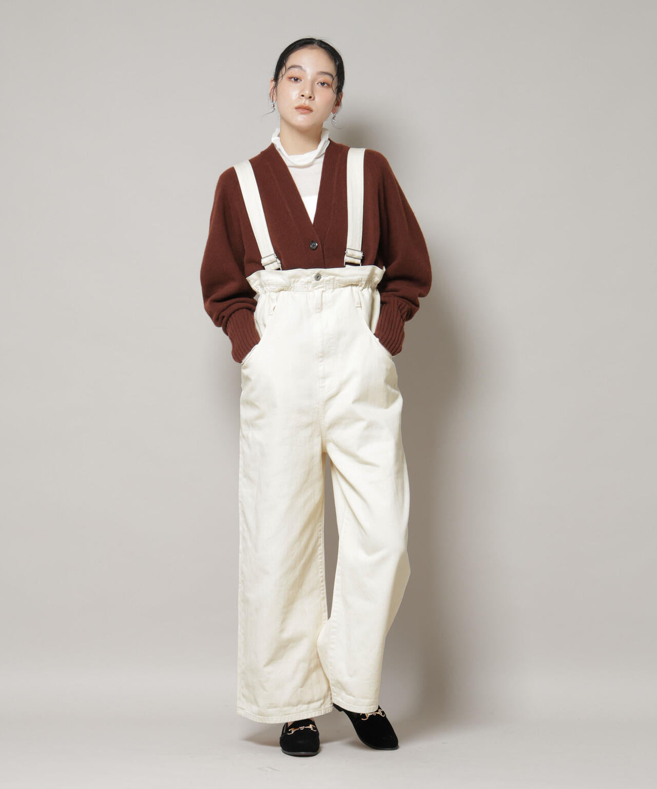 コットン ワイド サロペット