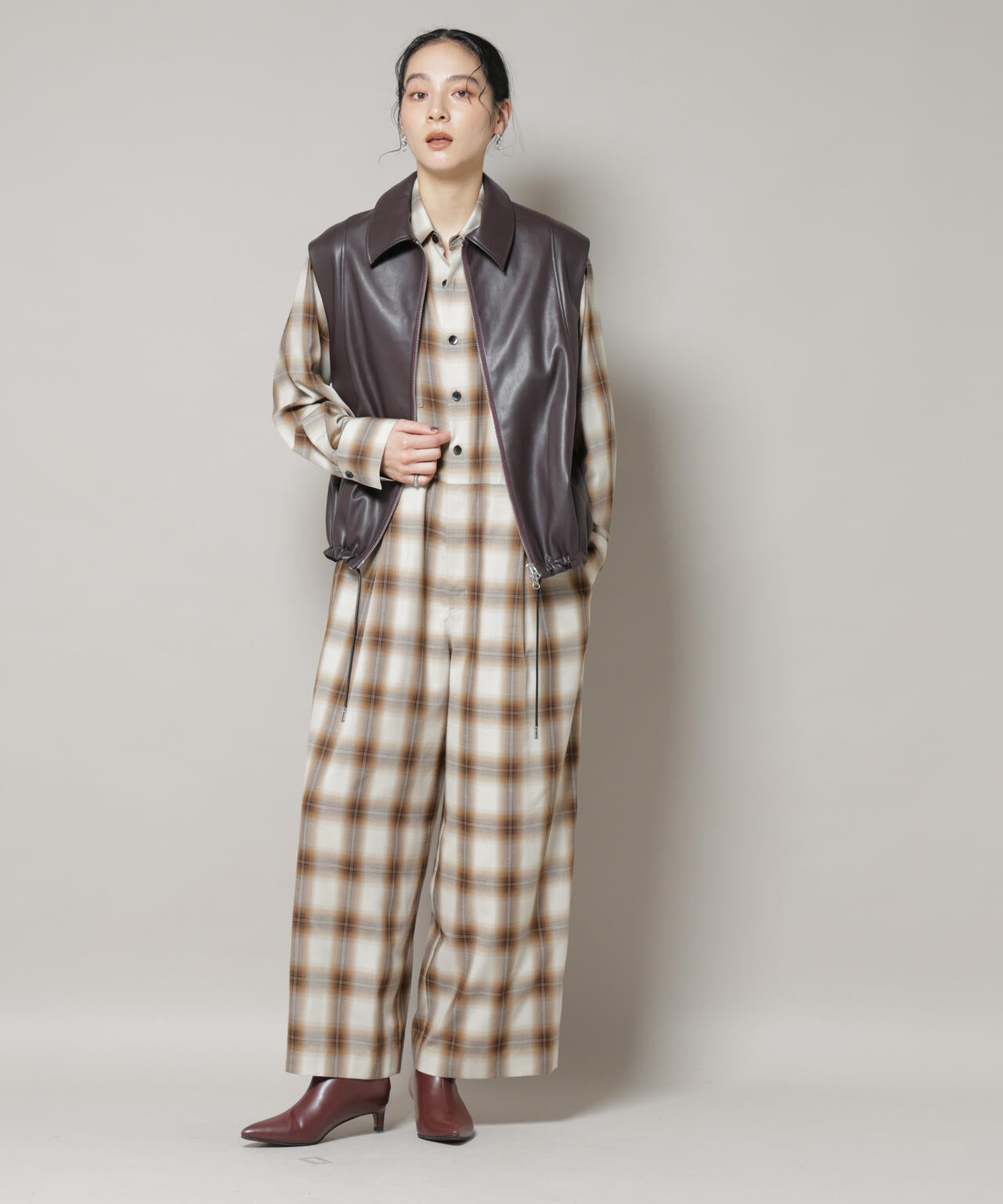 オンブレーチェックジャンプスーツ 6695219325