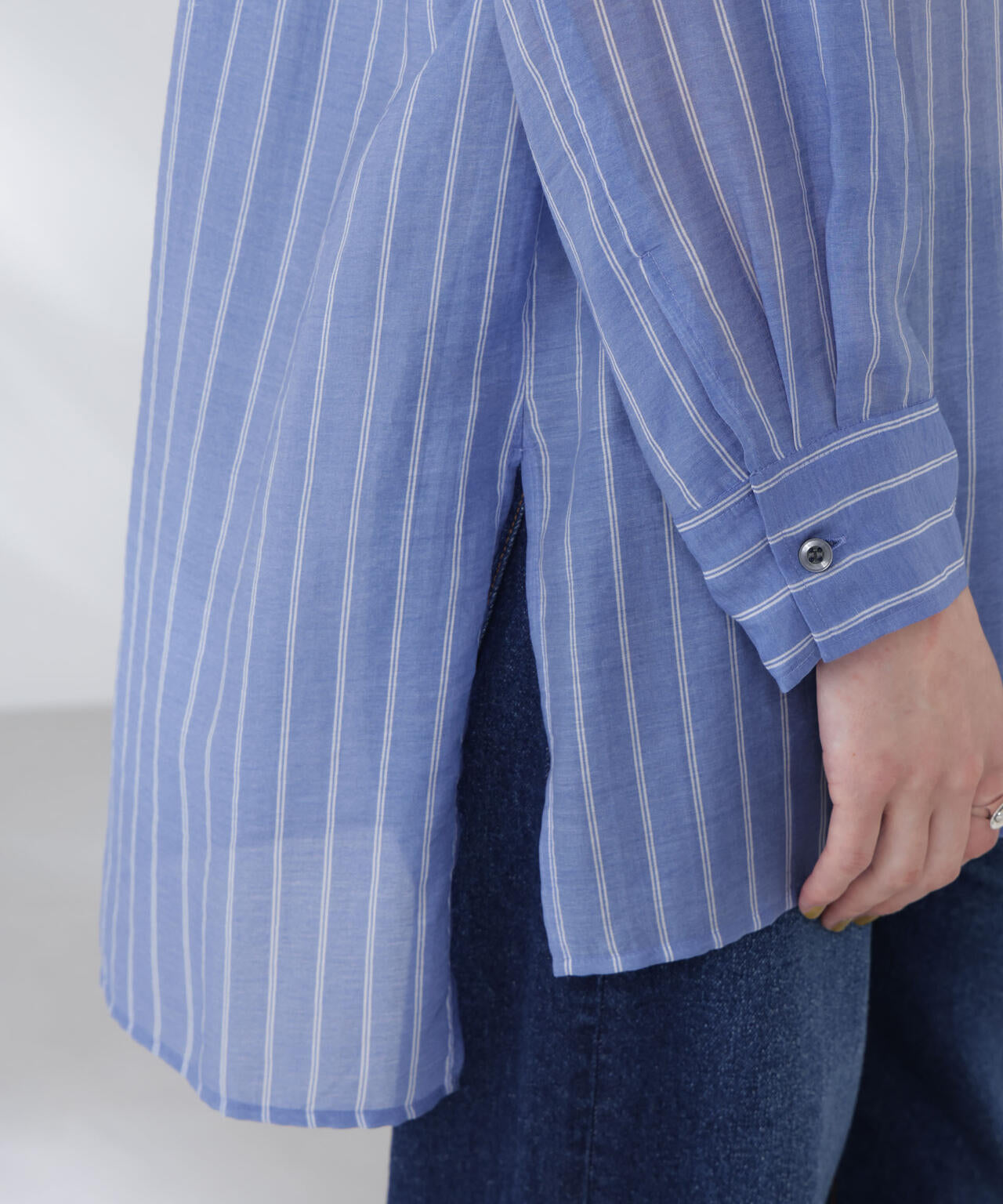 シアーストライプオーバーサイズロングシャツ(セットアップ可) 6695220300