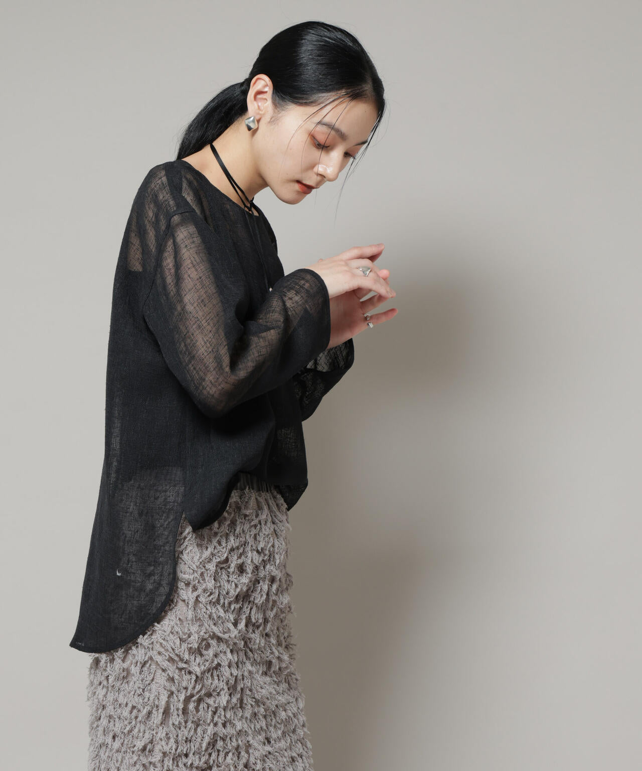 オーバーサイズメッシュブラウス 6695220304