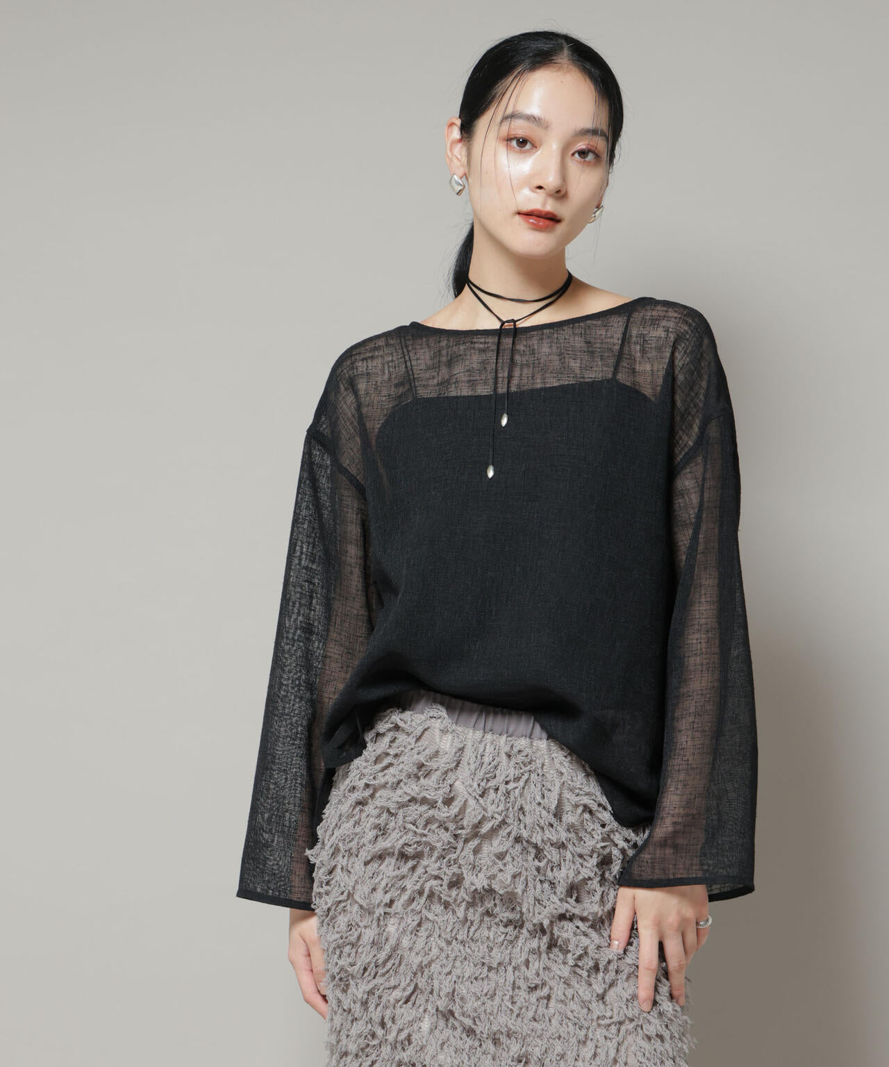 オーバーサイズメッシュブラウス 6695220304