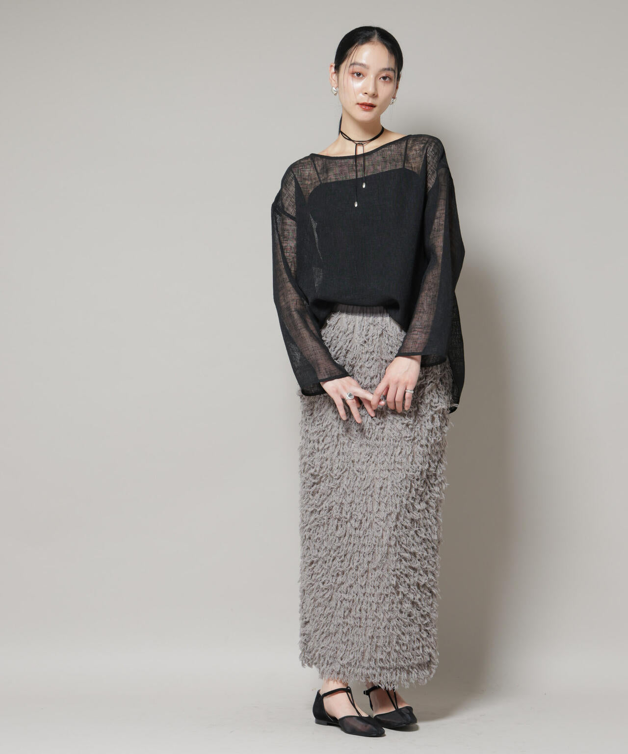 オーバーサイズメッシュブラウス 6695220304