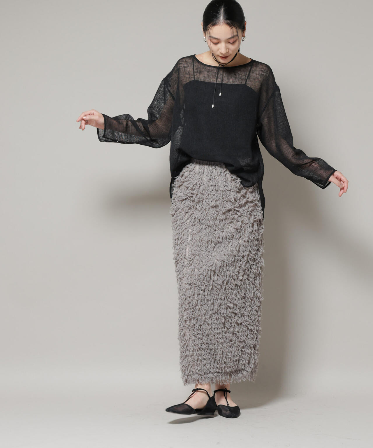 オーバーサイズメッシュブラウス 6695220304