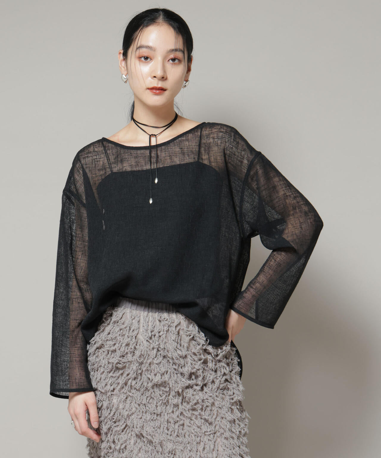 オーバーサイズメッシュブラウス 6695220304