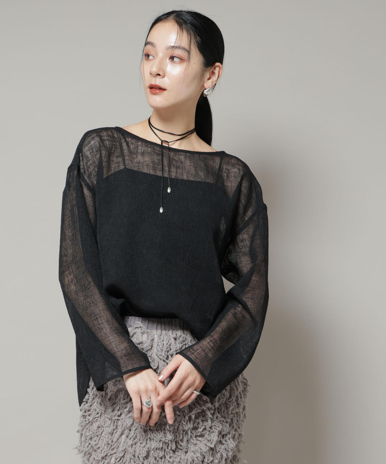 オーバーサイズメッシュブラウス 6695220304