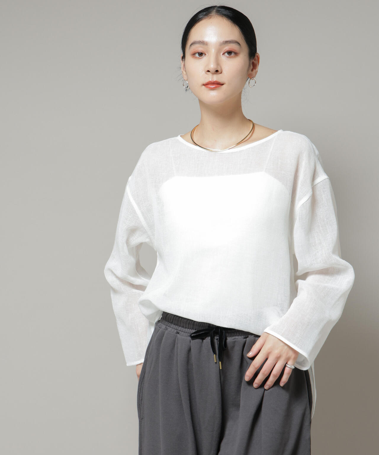 オーバーサイズメッシュブラウス 6695220304