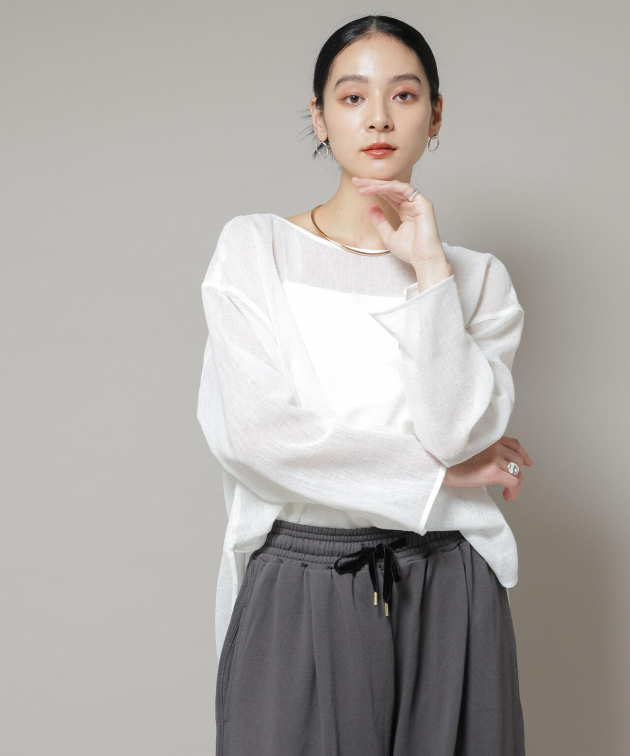 オーバーサイズメッシュブラウス 6695220304