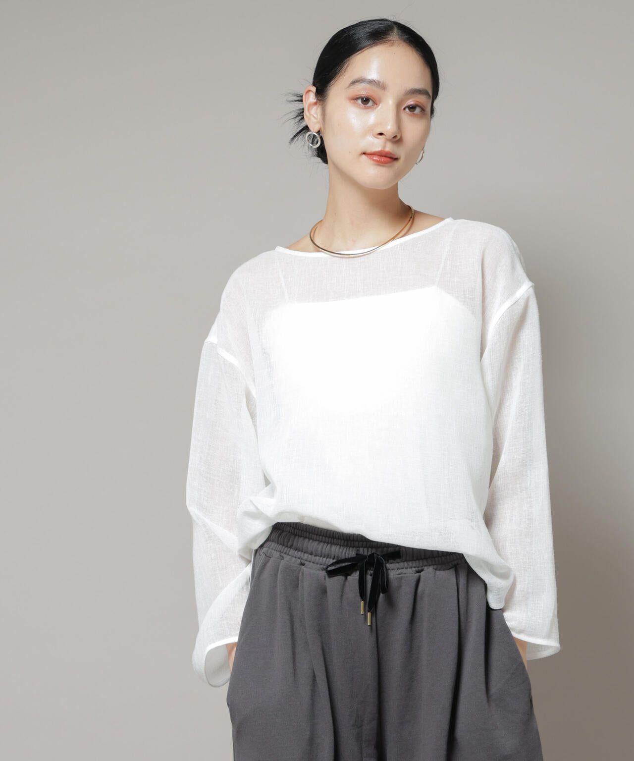 オーバーサイズメッシュブラウス 6695220304