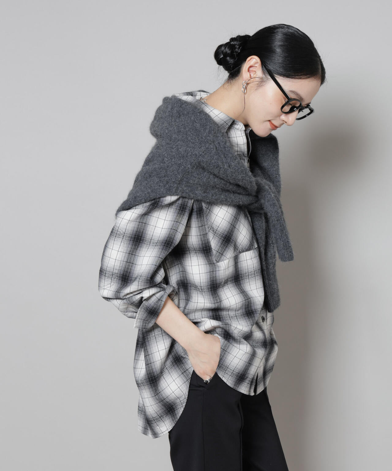 オンブレチェックオーバーネルシャツ 6695220313