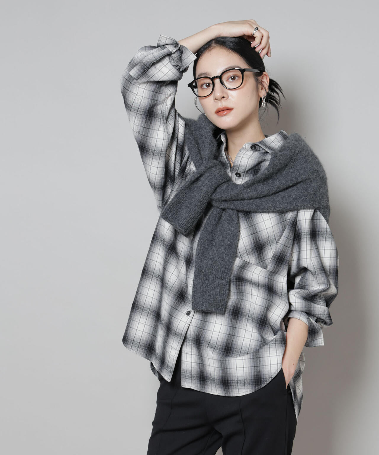 オンブレチェックオーバーネルシャツ 6695220313