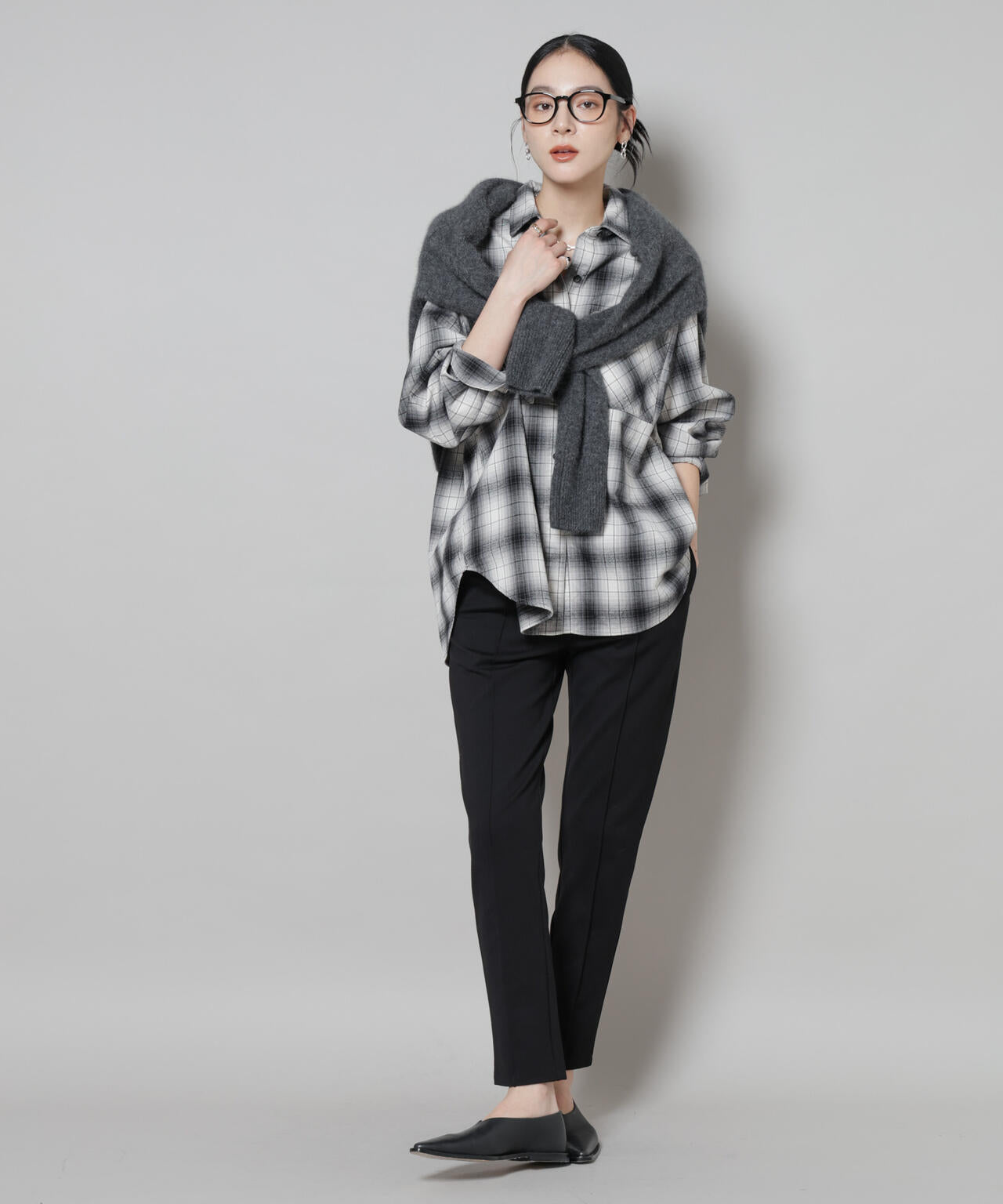 オンブレチェックオーバーネルシャツ 6695220313