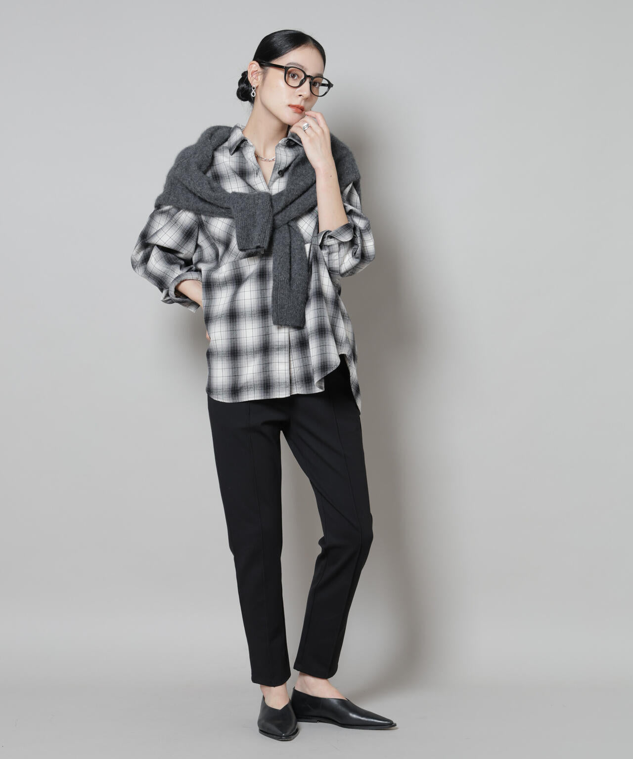 オンブレチェックオーバーネルシャツ 6695220313