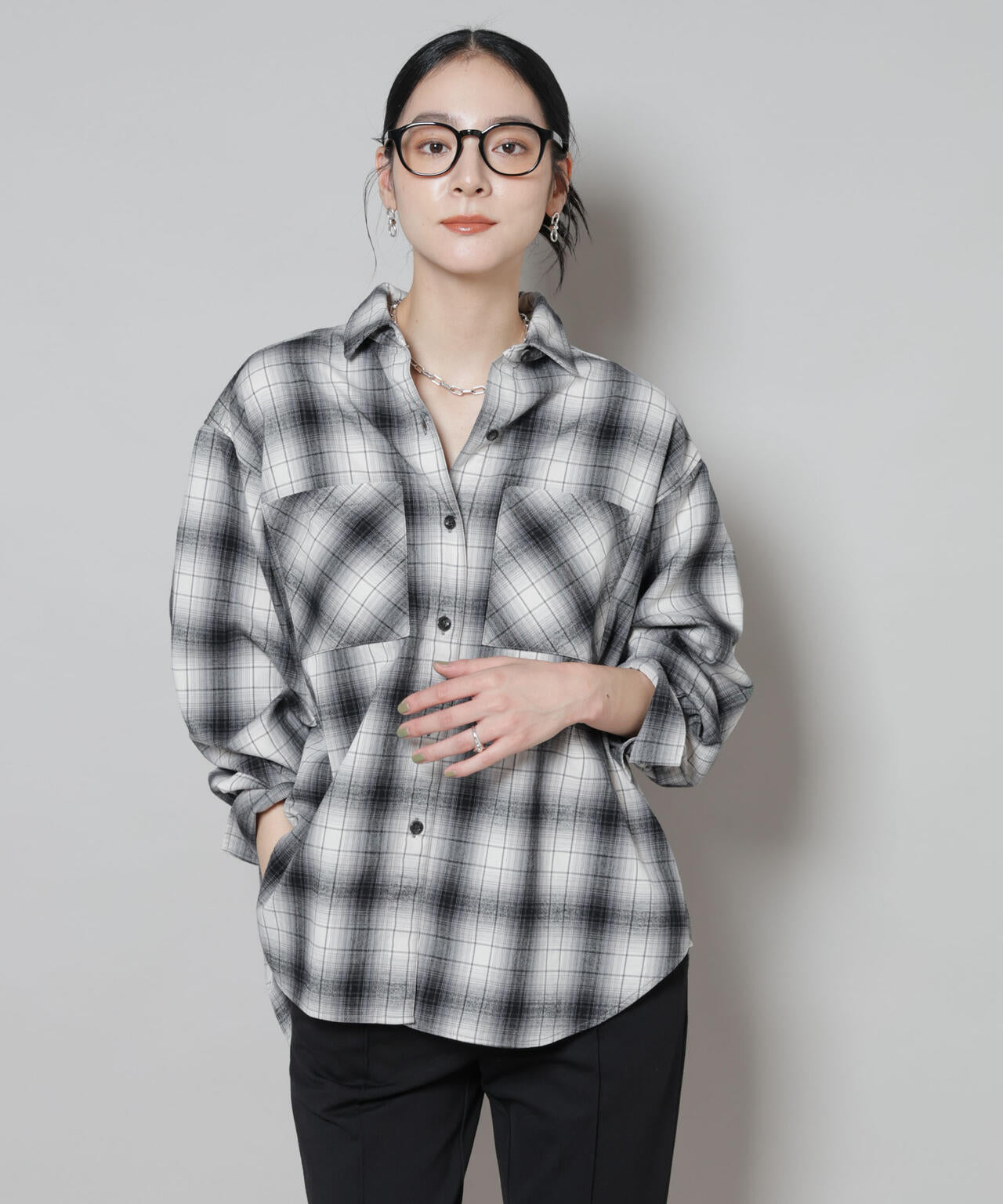 オンブレチェックオーバーネルシャツ 6695220313