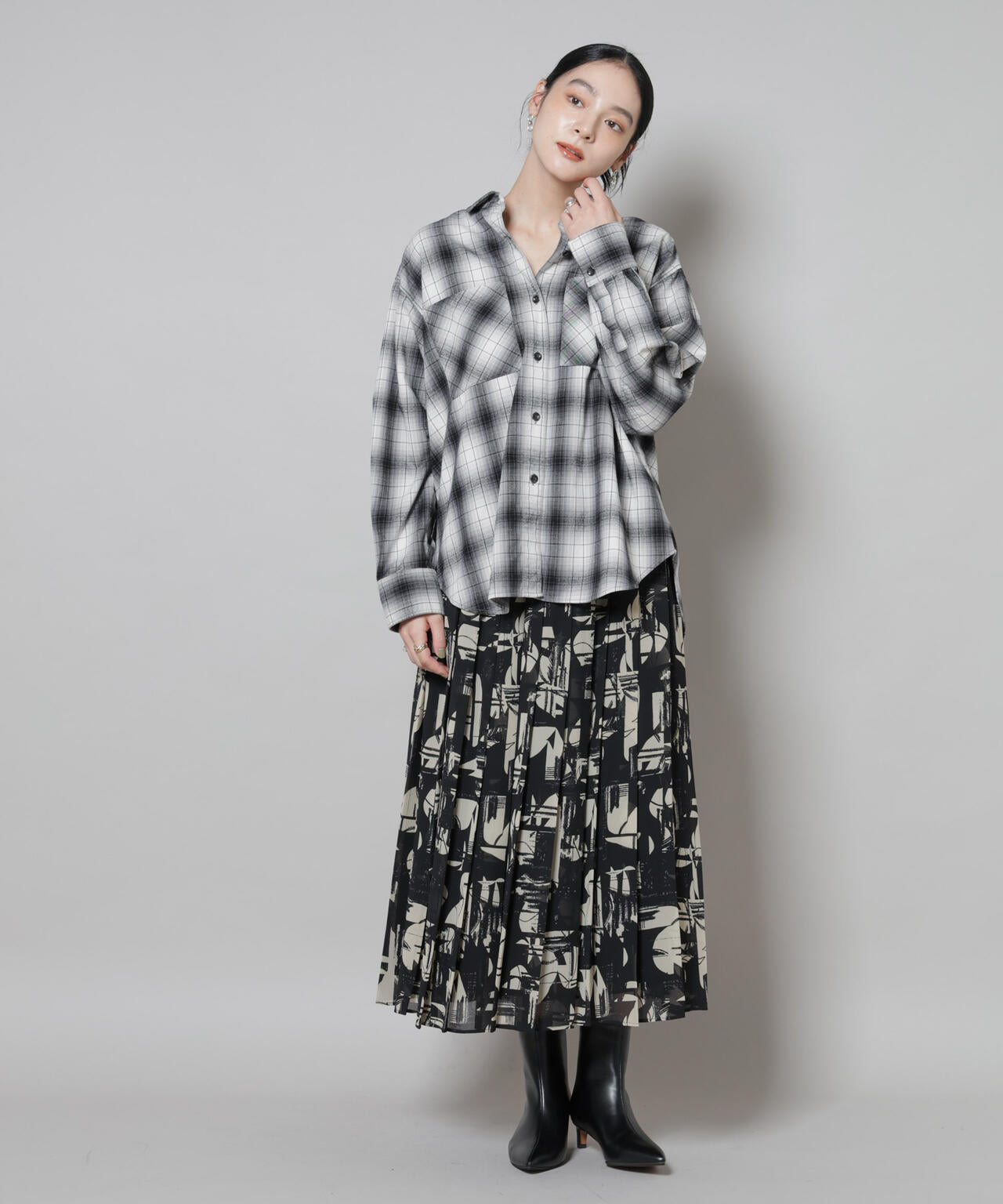 オンブレチェックオーバーネルシャツ 6695220313