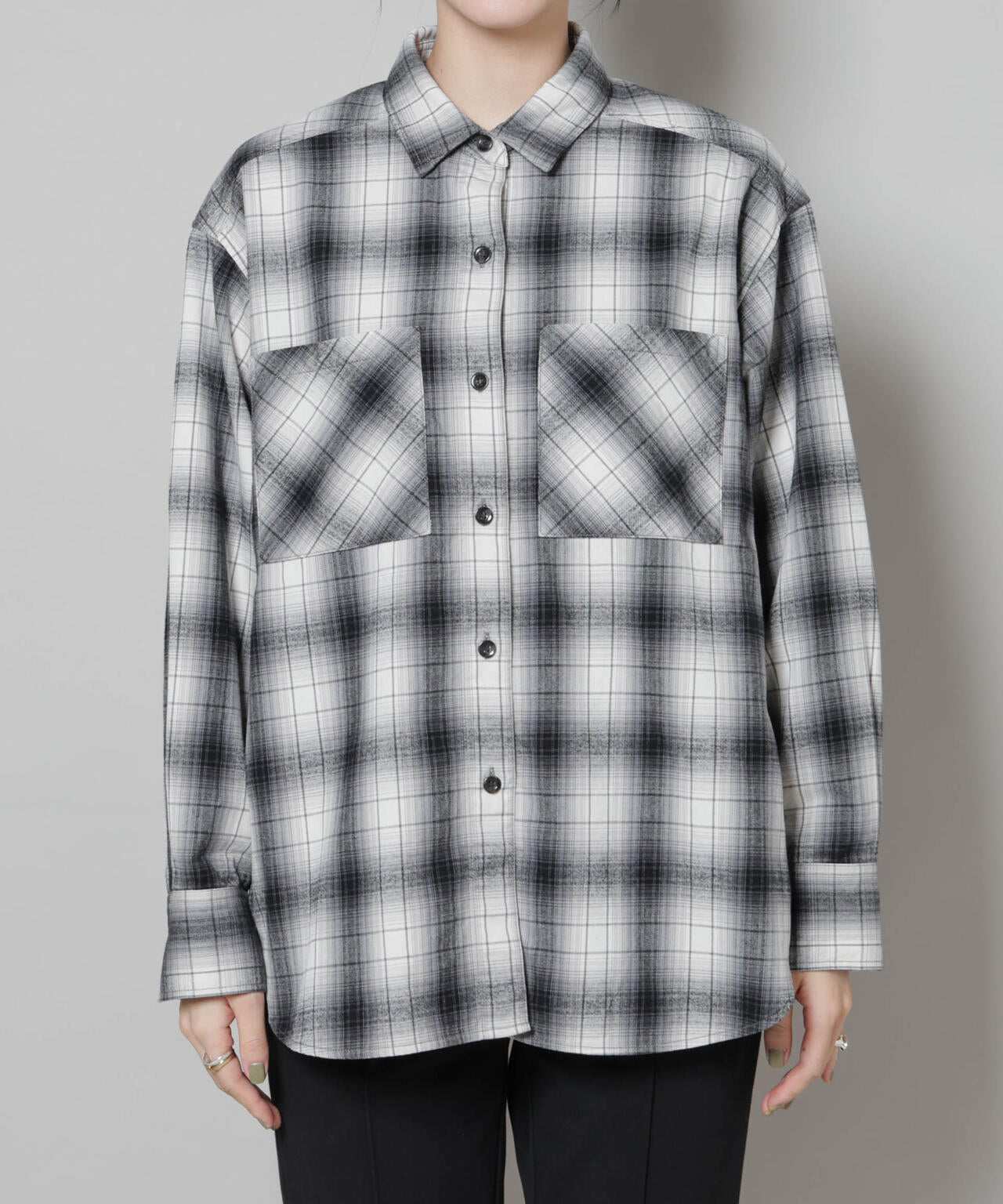 オンブレチェックオーバーネルシャツ 6695220313
