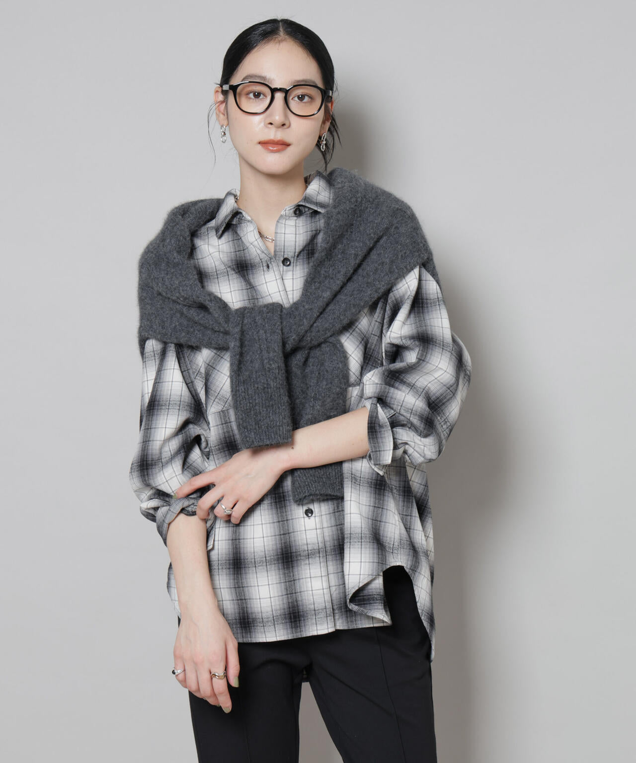 オンブレチェックオーバーネルシャツ 6695220313