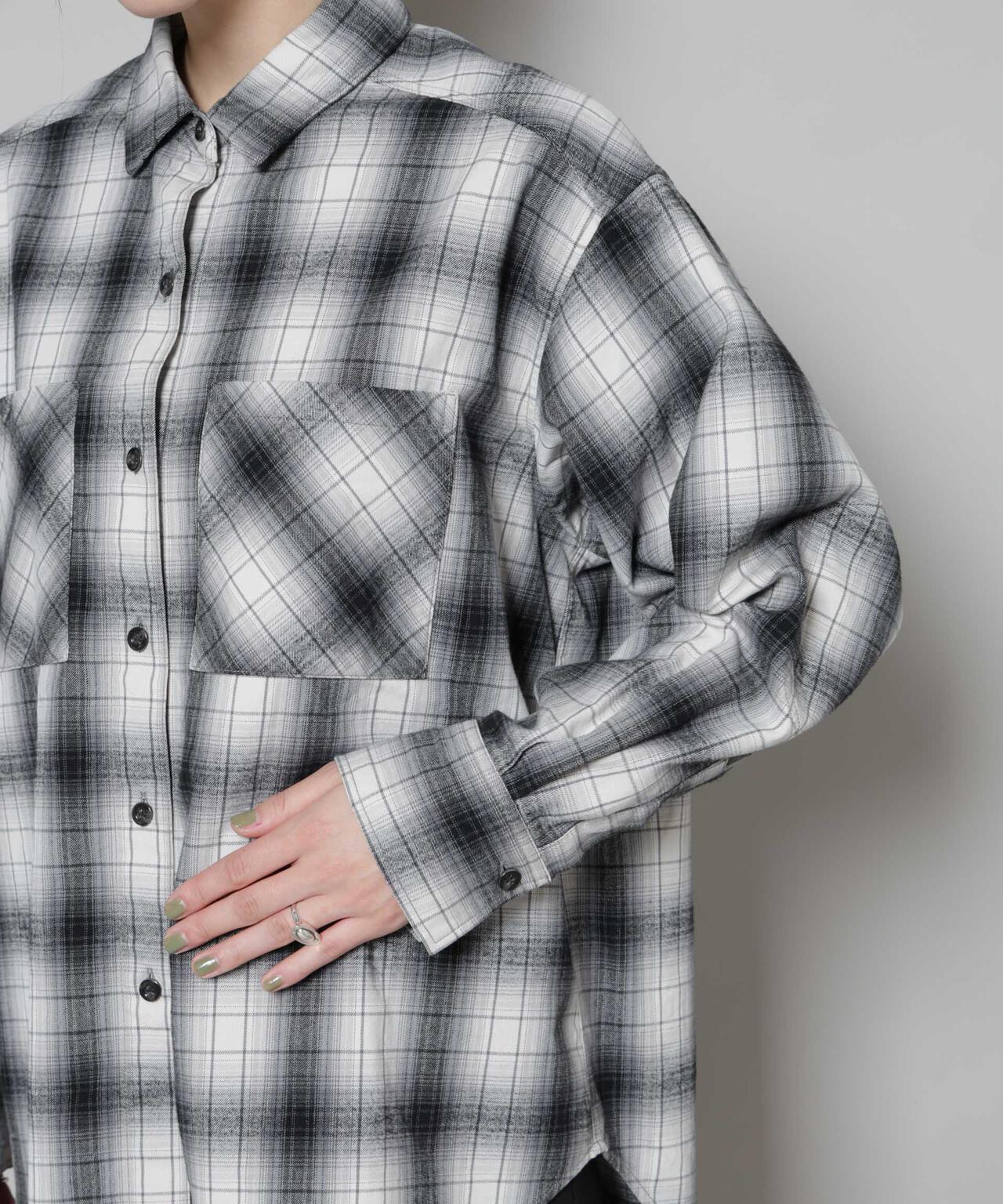 オンブレチェックオーバーネルシャツ 6695220313