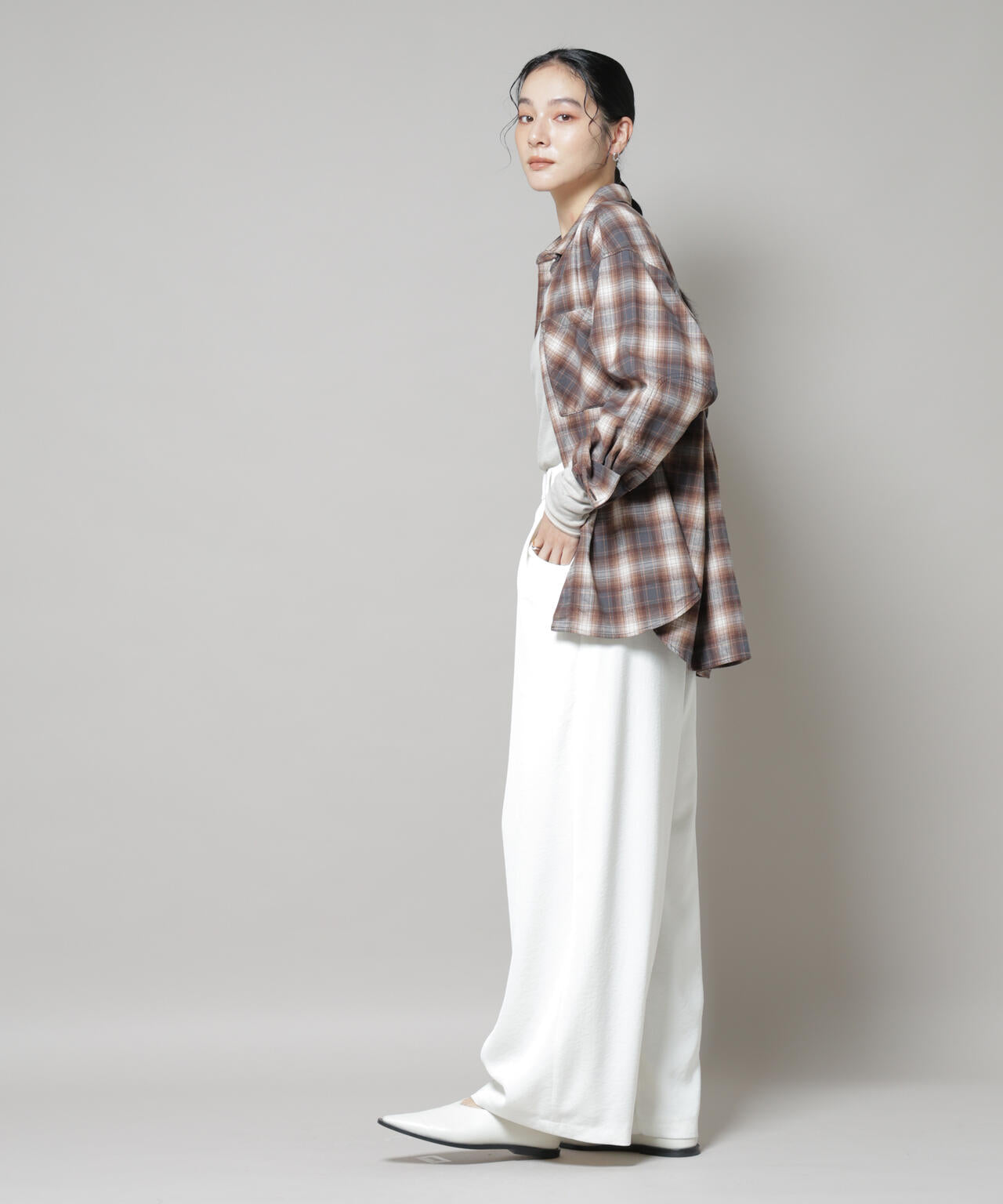 オンブレチェックオーバーネルシャツ 6695220313