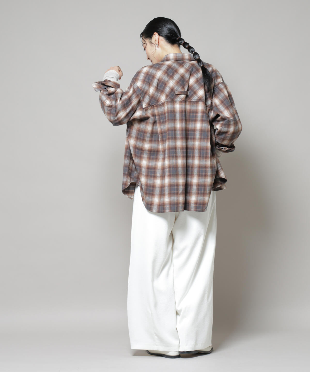オンブレチェックオーバーネルシャツ 6695220313