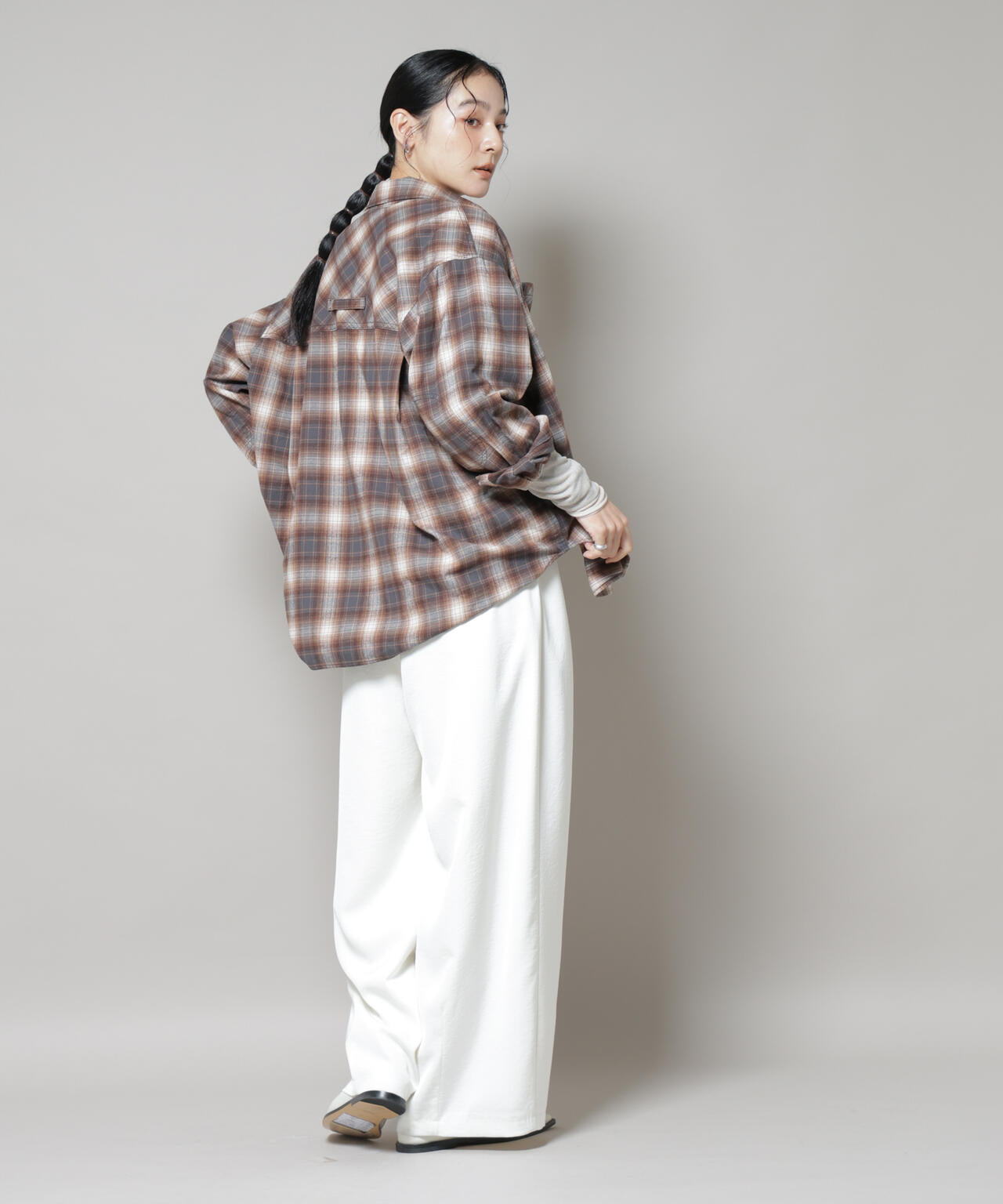 オンブレチェックオーバーネルシャツ 6695220313