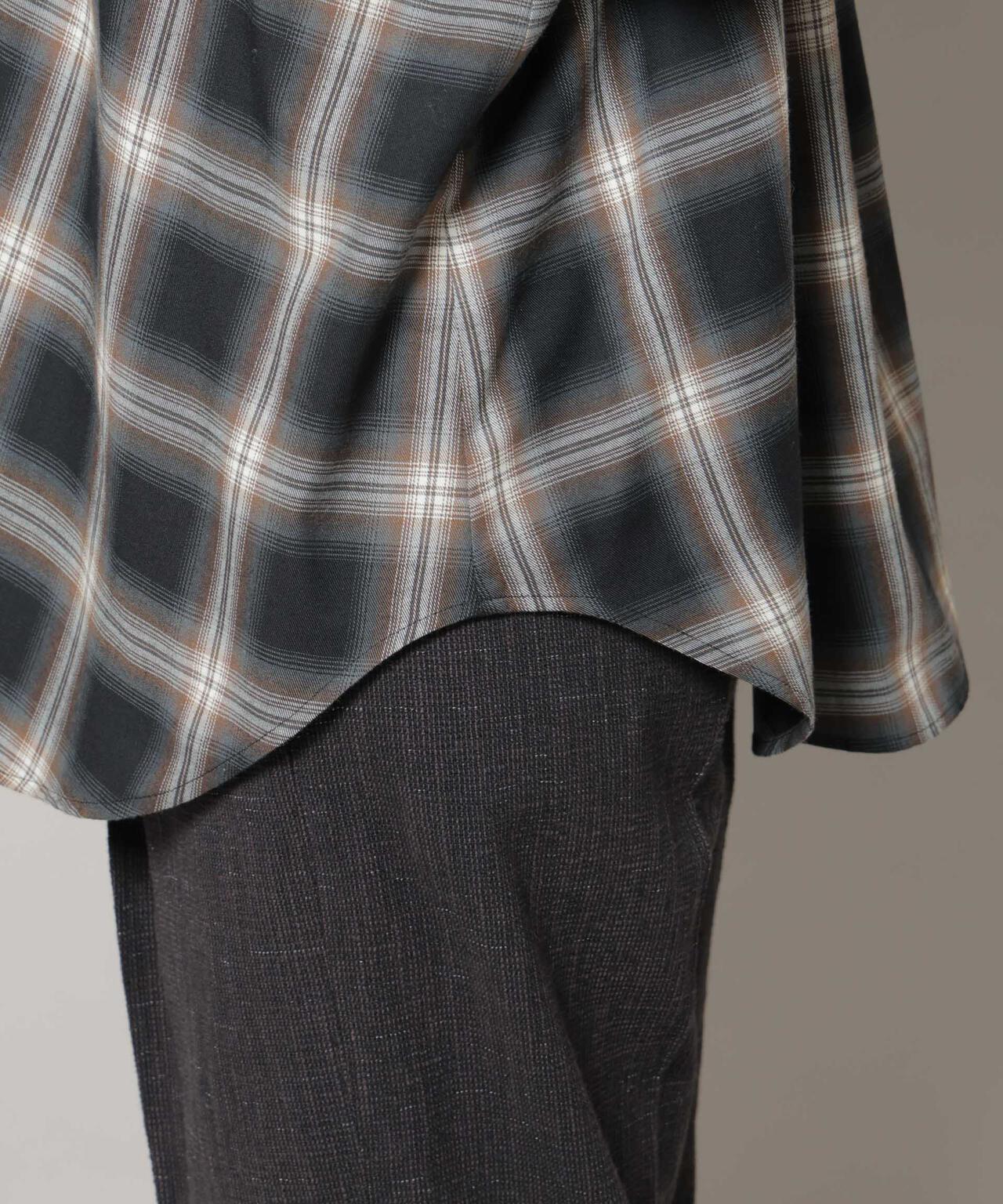 オンブレーチェックフリルカラーブラウス 6695220317